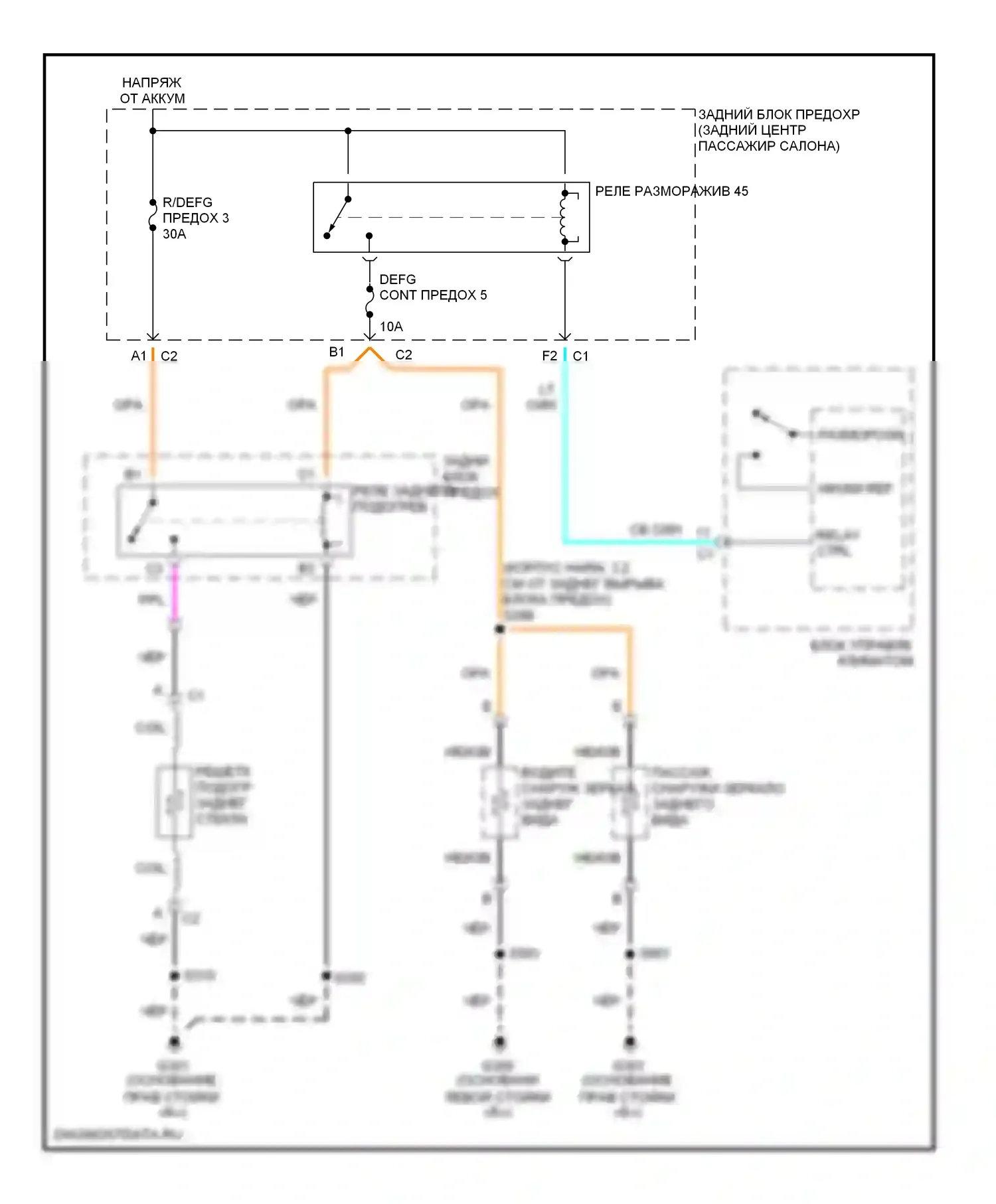 SSR Chevrolet I (2003-2006): Электросхема подогрева стекол 