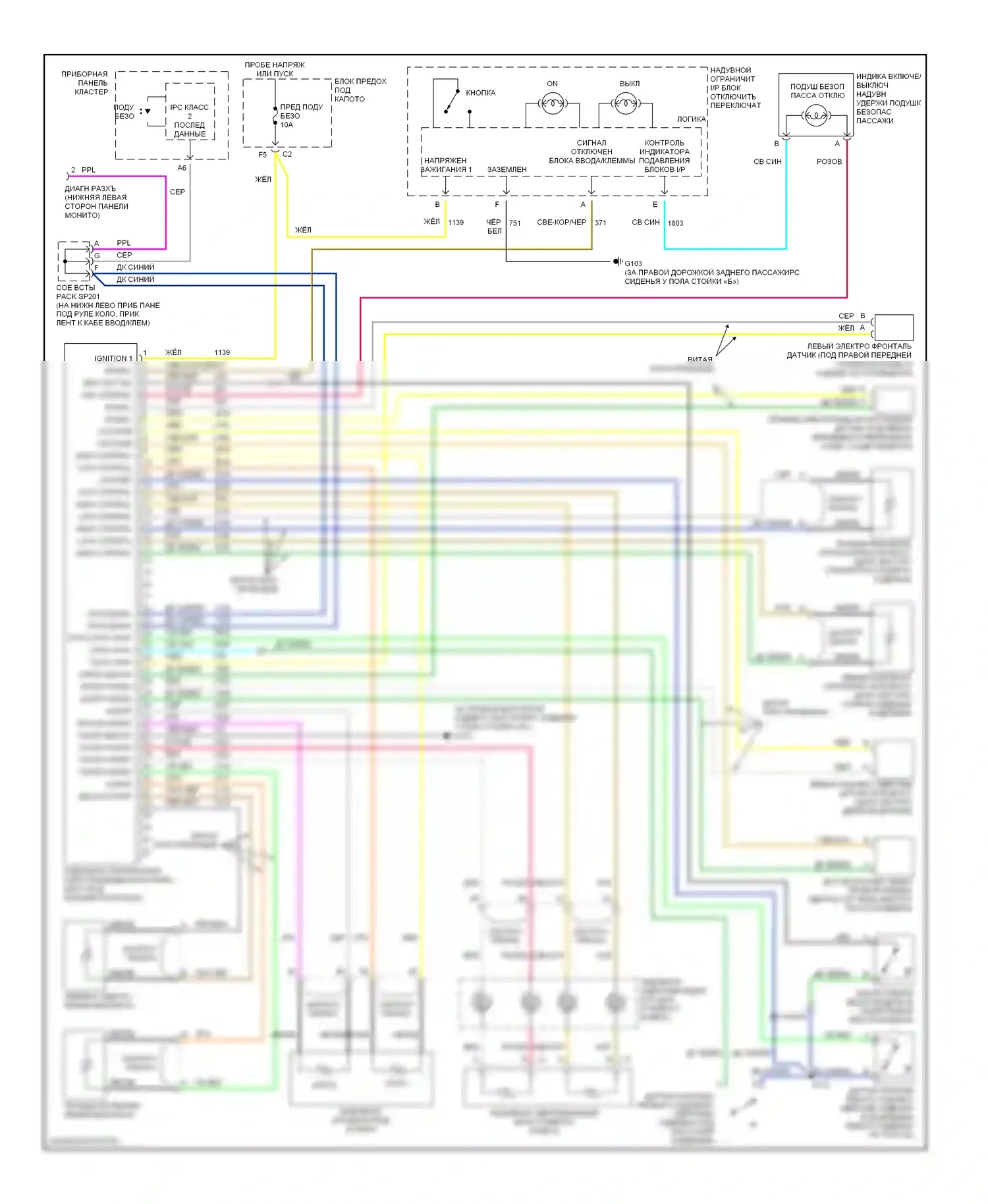 SSR Chevrolet I (2003-2006): Электросхема подушек безопасности 