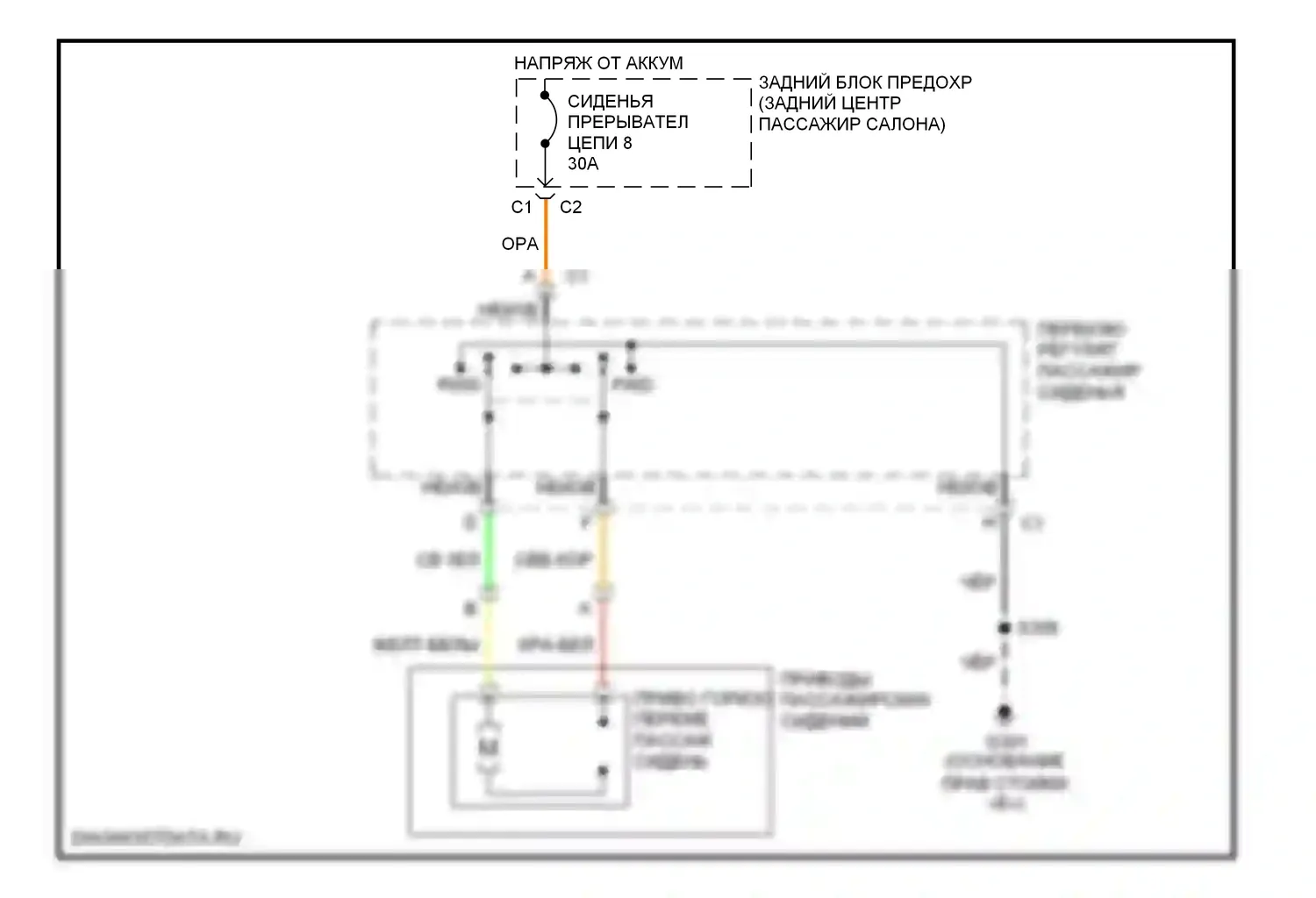 SSR Chevrolet I (2003-2006): Электросхема сиденья питания для пассажиров 