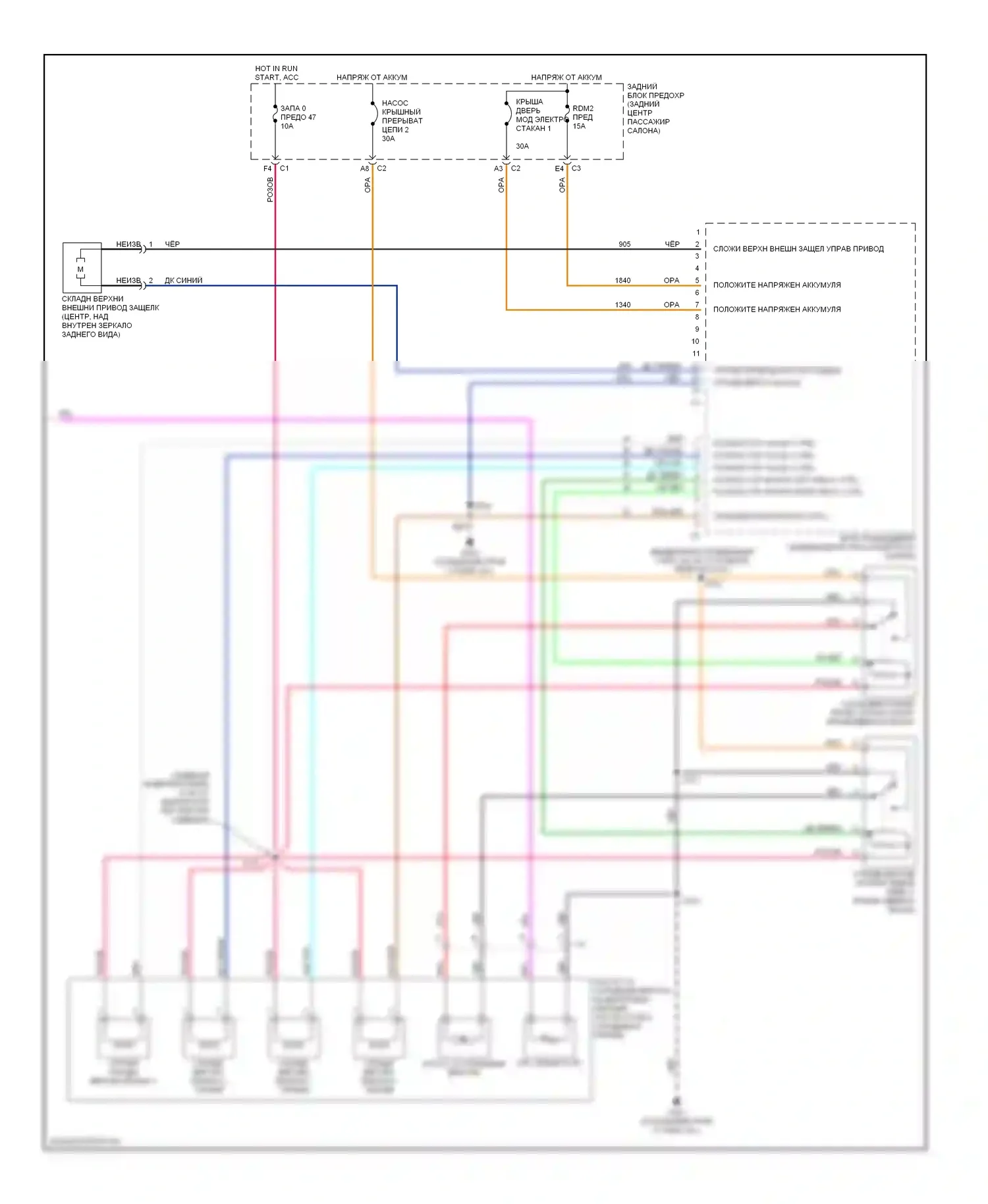 SSR Chevrolet I (2003-2006): Электросхема складной крыши/люка (2 из 2) 