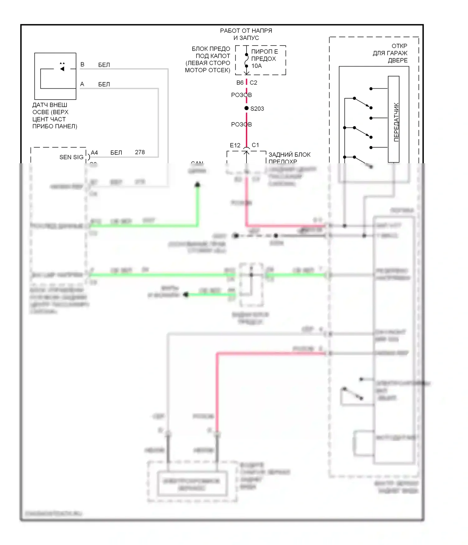 SSR Chevrolet I (2003-2006): Электросхема автоматического дневного/ночного зеркала 