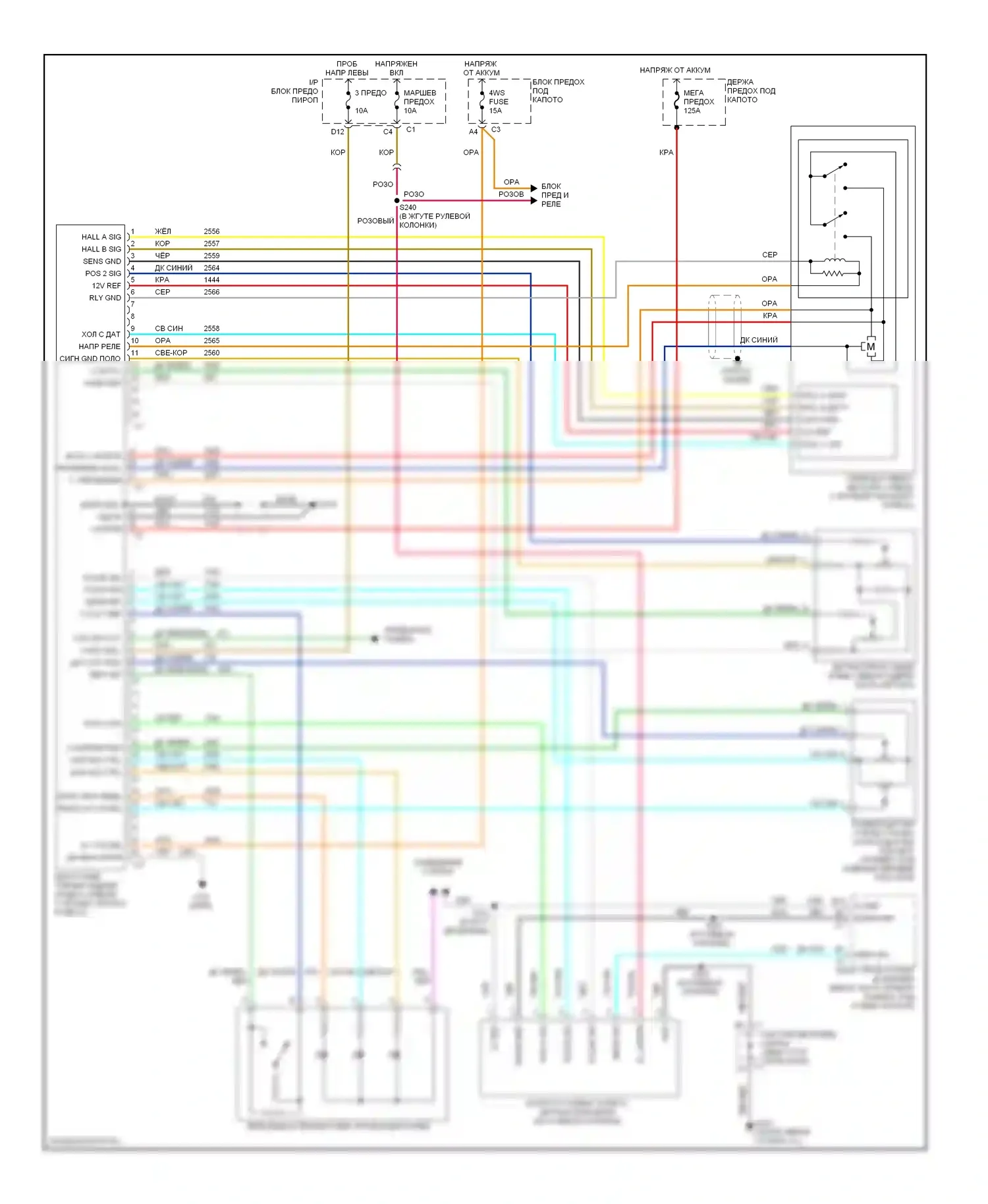 Suburban Chevrolet X (2000-2006): Электросхема рулевого управления задними колесами 
