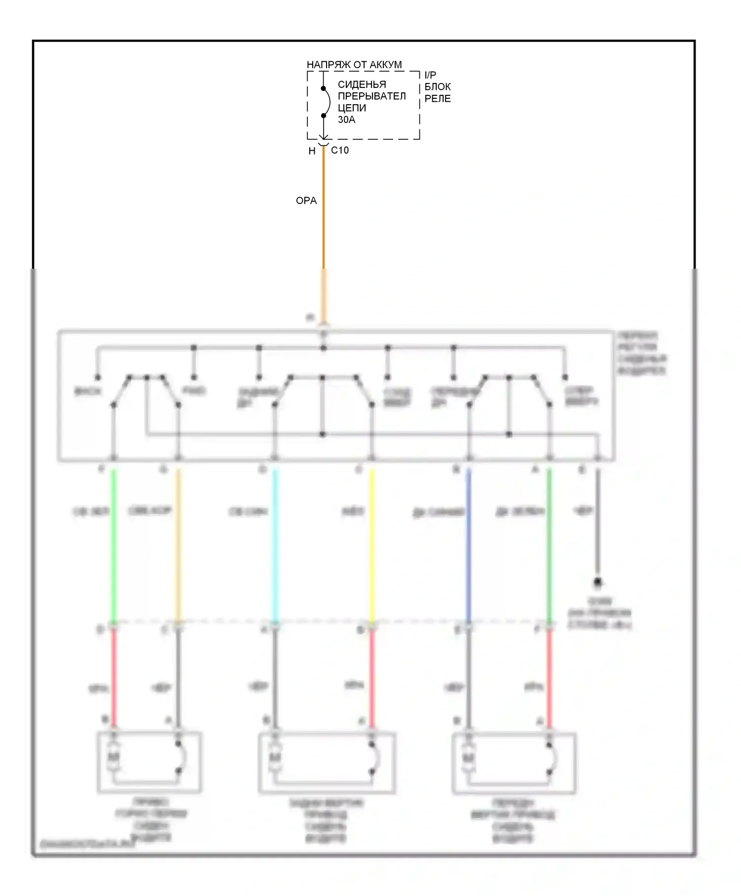 Suburban Chevrolet X (2000-2006): Электросхема сиденья водителя 