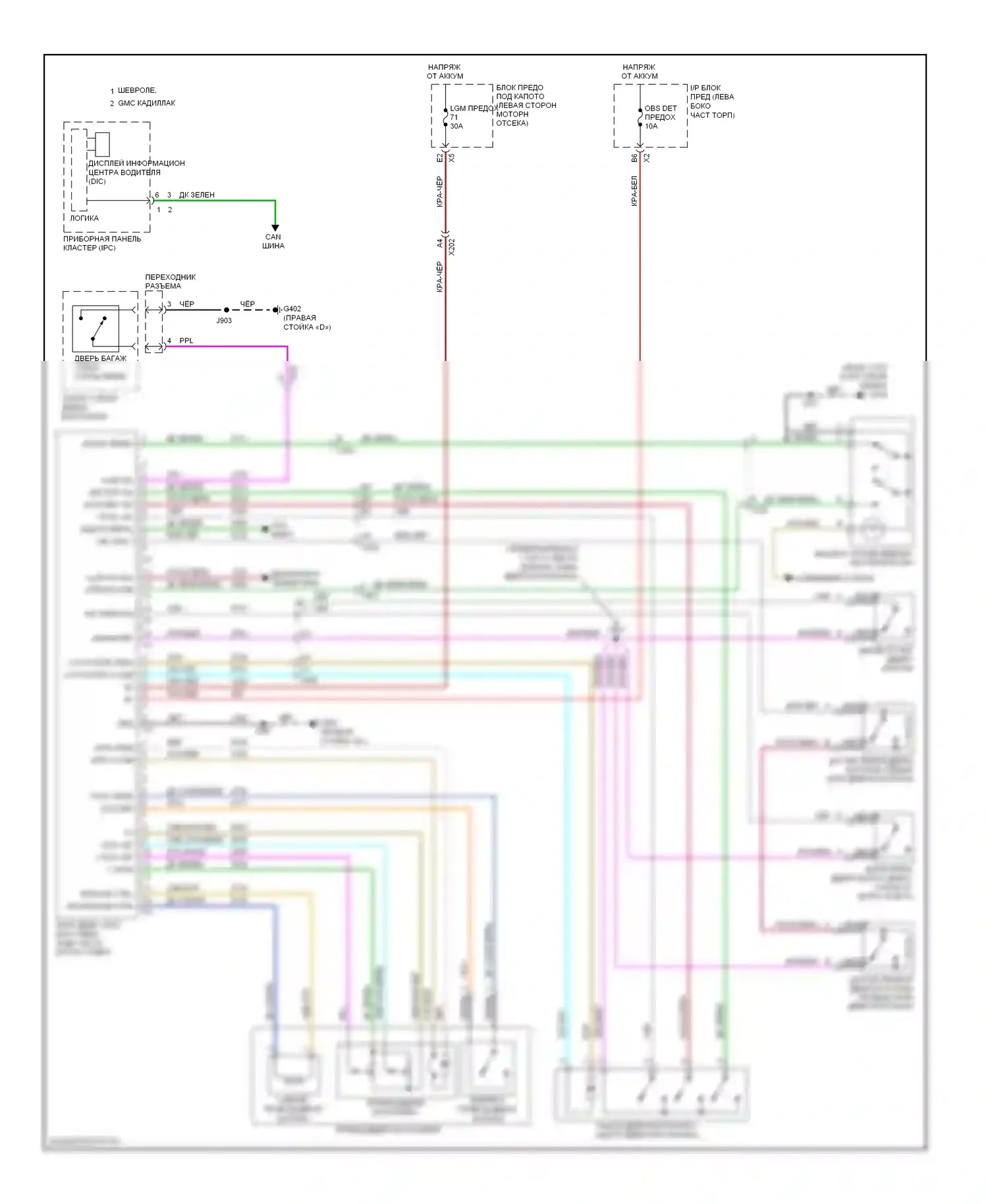 Suburban Chevrolet XI (2007-2013): Электросхема двери силового багажника 