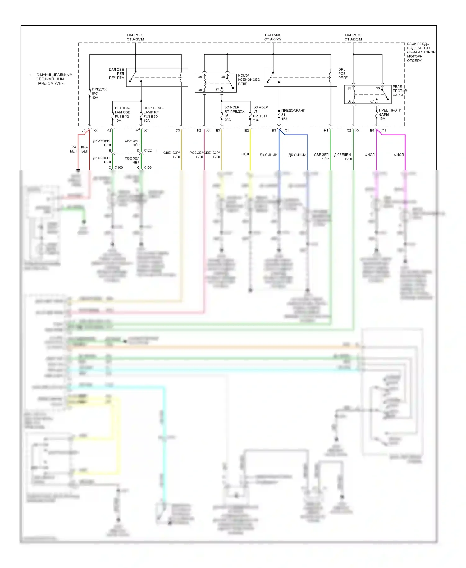 Suburban Chevrolet XI (2007-2013): Электросхема фар 