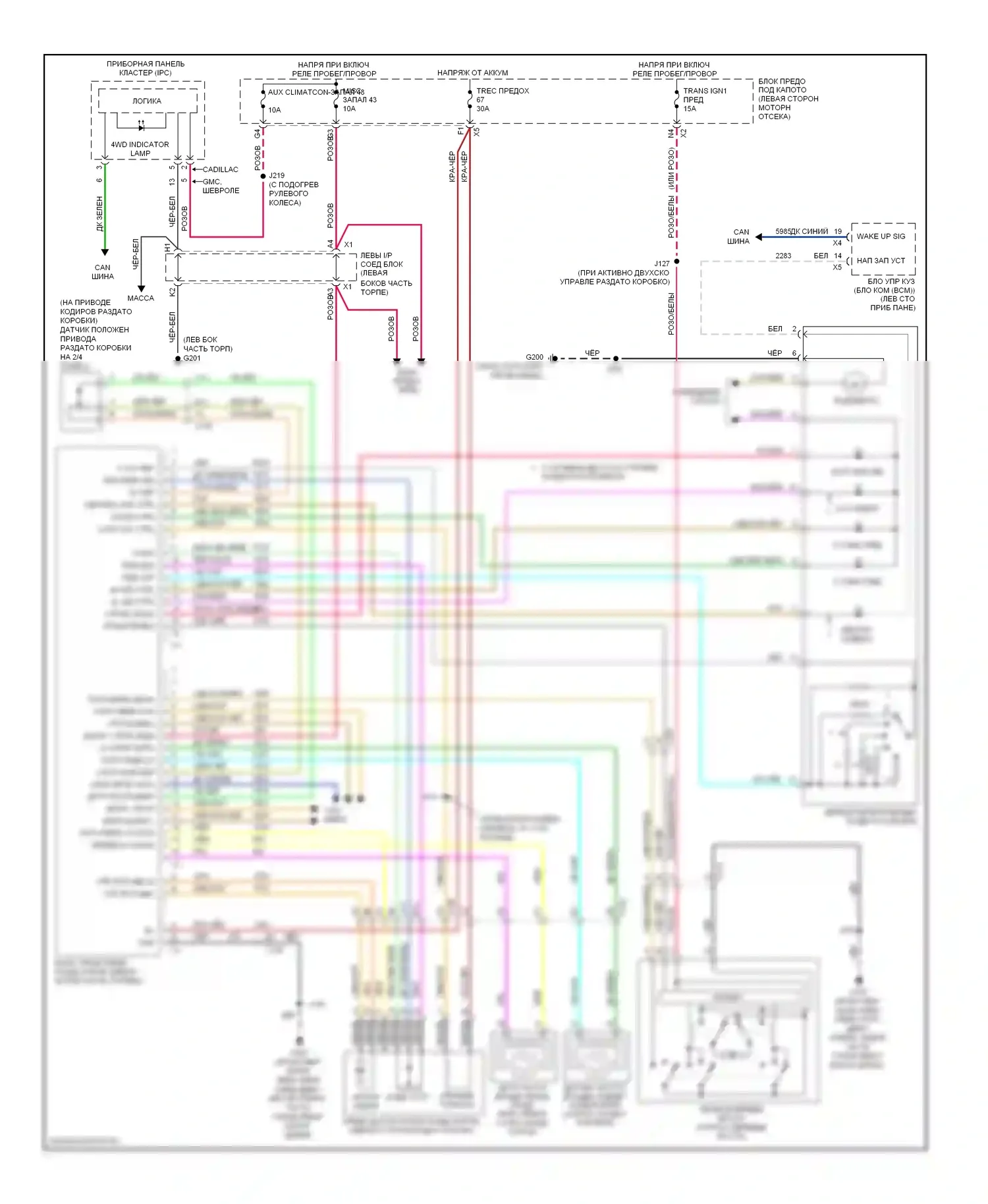 Suburban Chevrolet XI (2007-2013): 5,3л vin 3, электросхема раздаточной коробки 