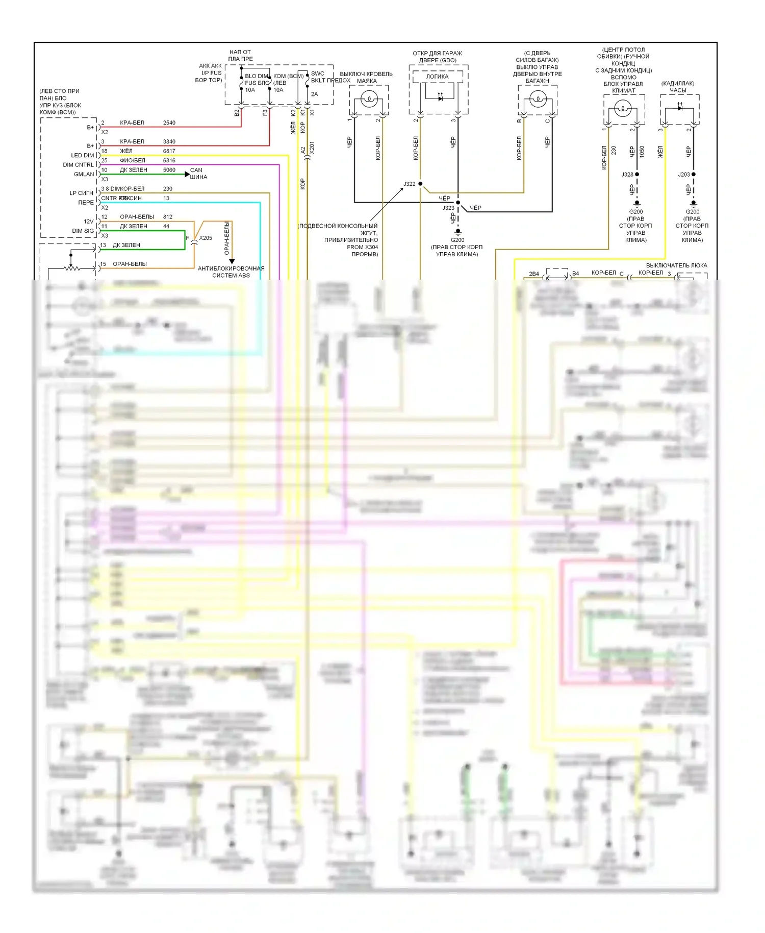 Suburban Chevrolet XI (2007-2013): Электросхема подсветки приборной панели 