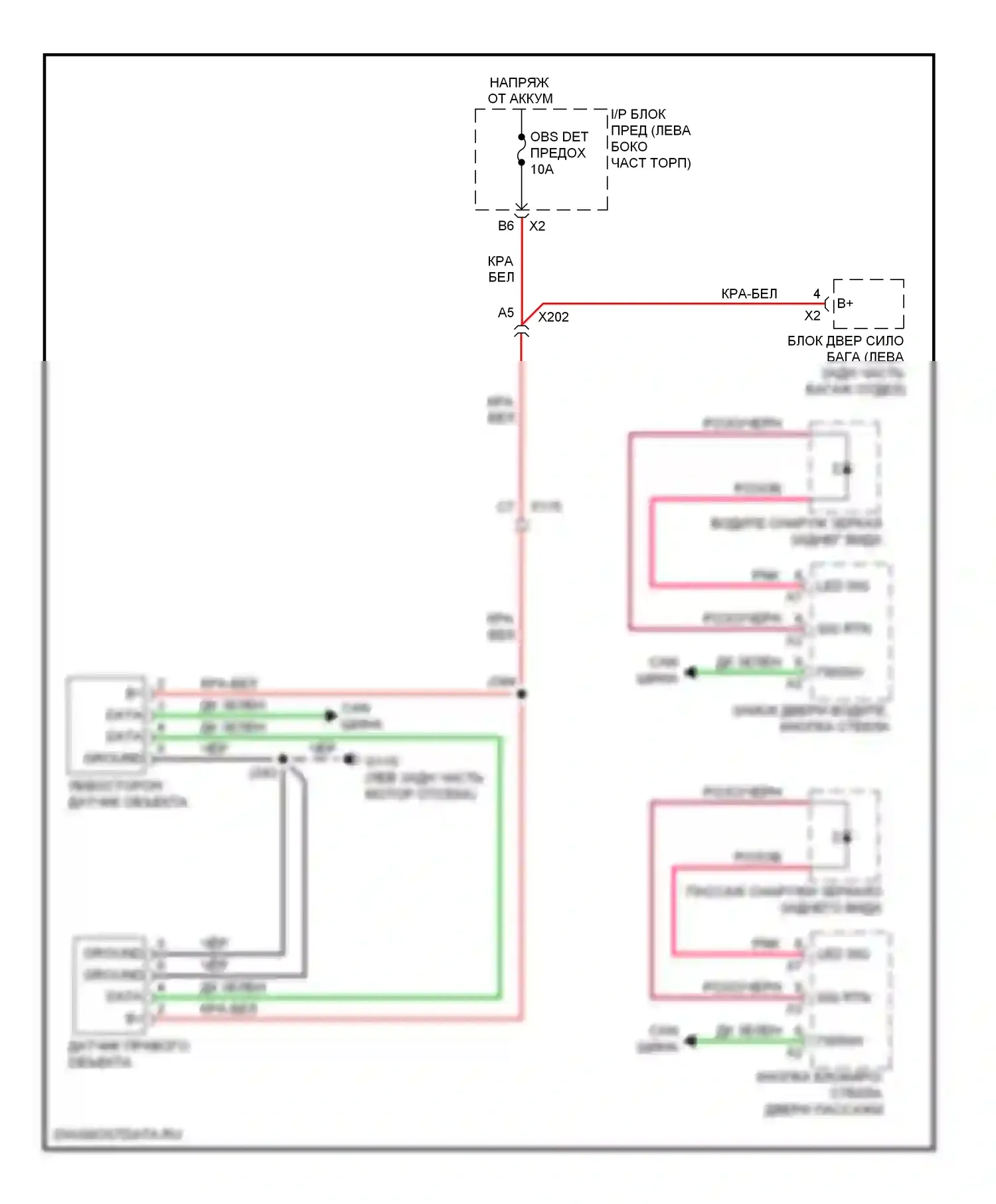 Suburban Chevrolet XI (2007-2013): Электросхема мониторинга в слепой зоне 