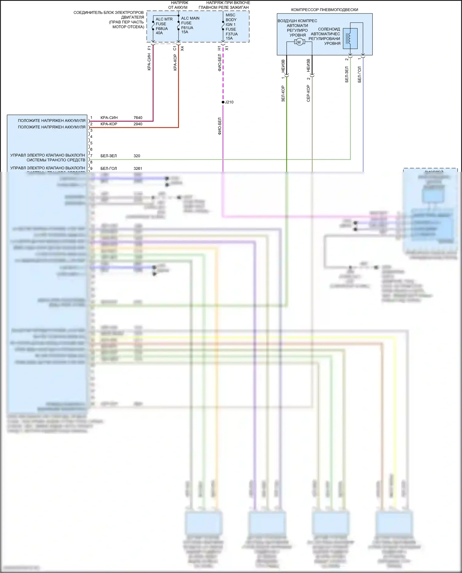 Suburban Chevrolet XIII (2020-2024): Электросхема электронной подвески, без пакета шасси magneride 