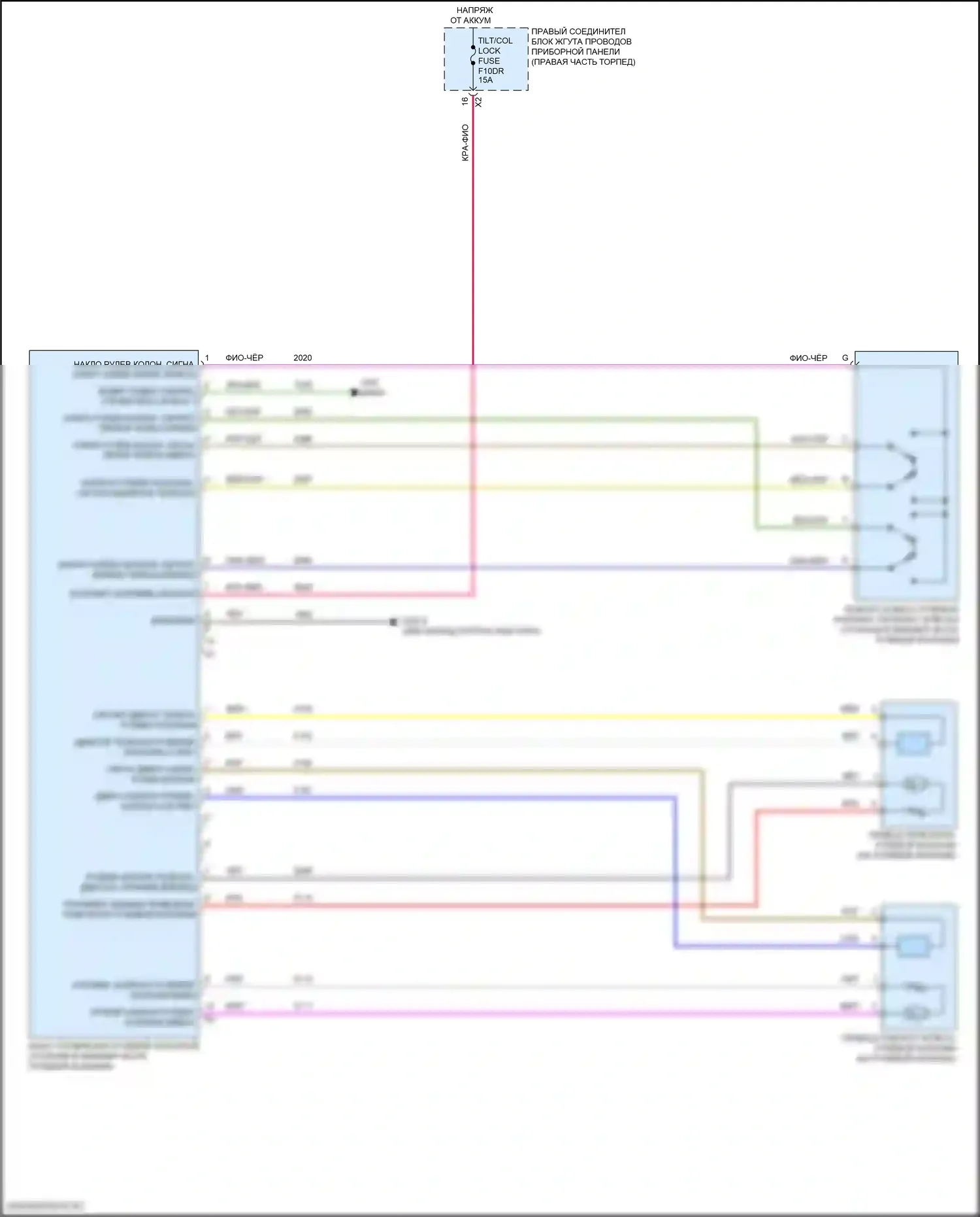 Suburban Chevrolet XIII (2020-2024): Электросхема рулевой колонки с силовым наклоном 