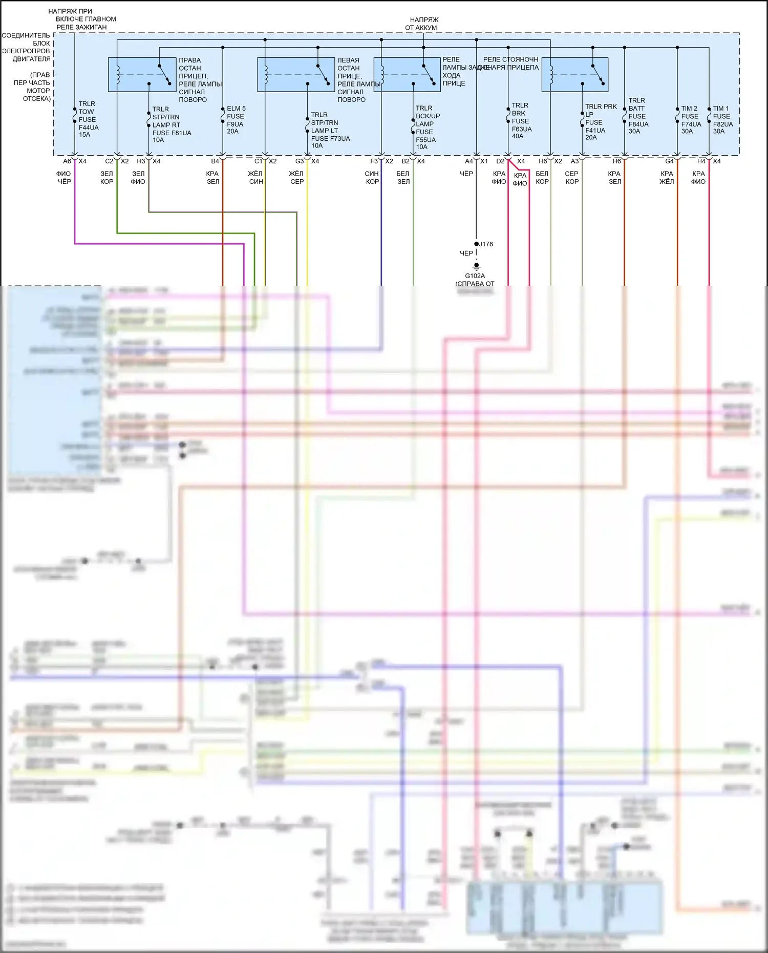 Suburban Chevrolet XIII (2020-2024): Электросхема буксировки прицепа (1 из 2) 