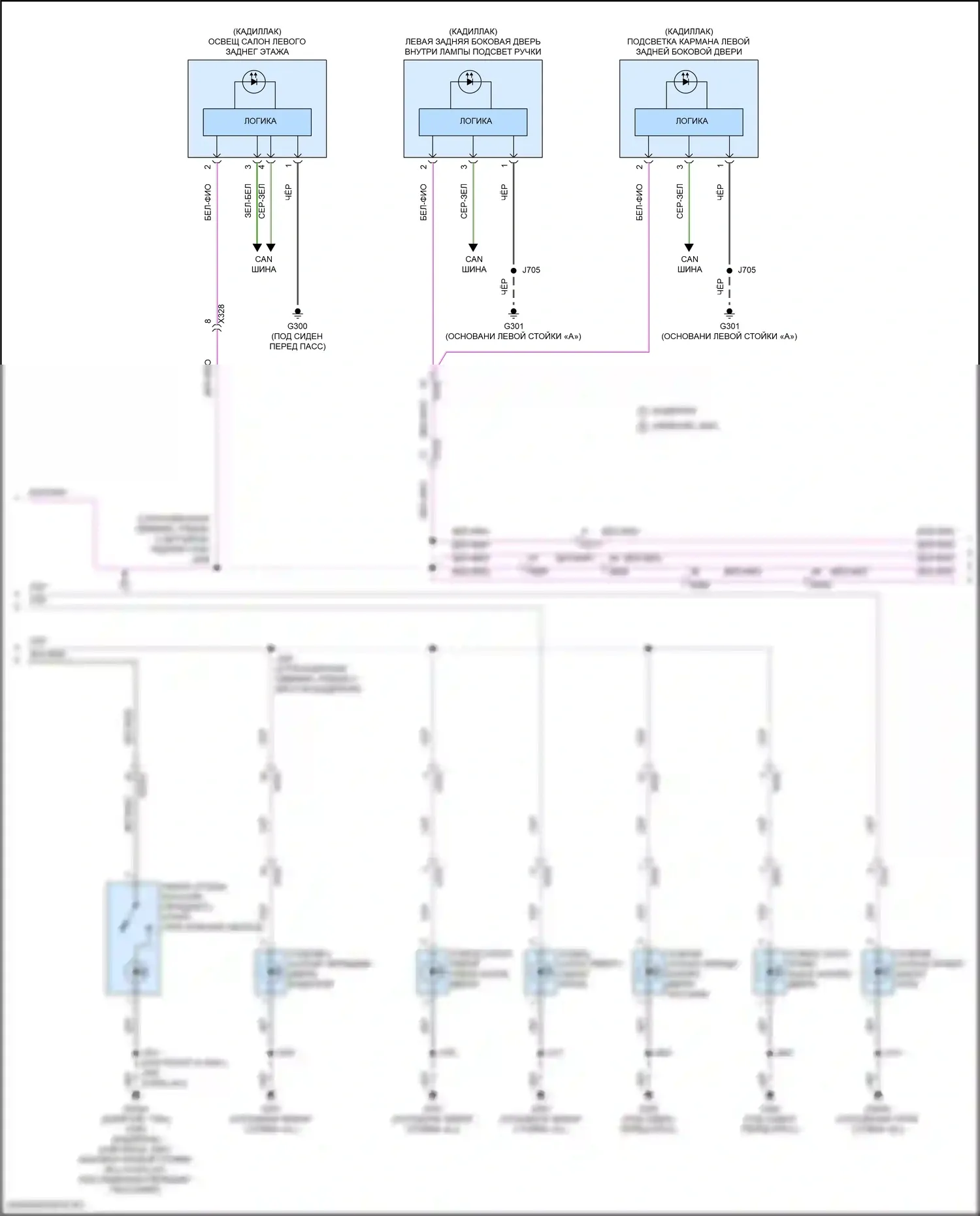 Suburban Chevrolet XIII (2020-2024): Электросхема освещения салона (5 из 9) 