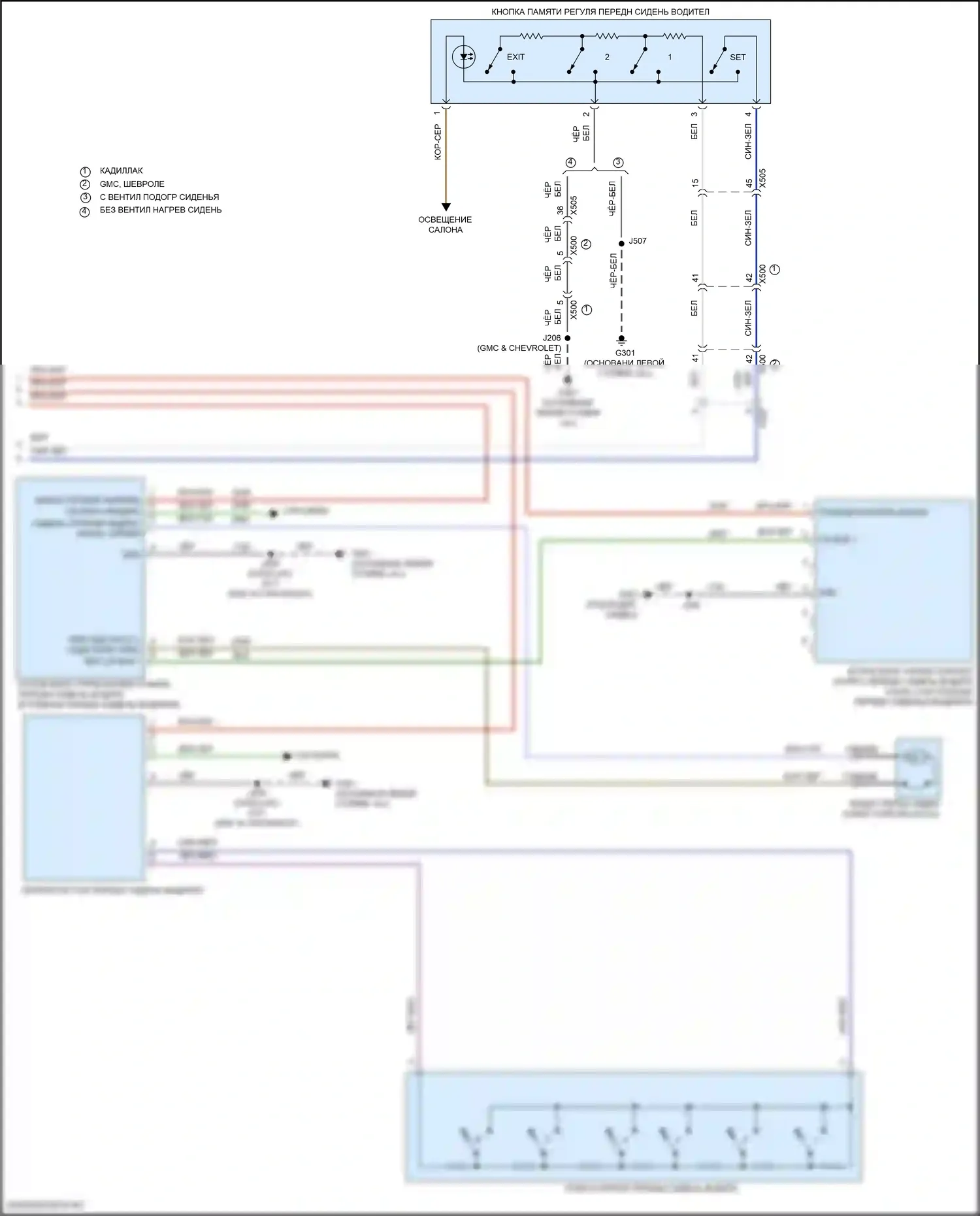 Suburban Chevrolet XIII (2020-2024): Электросхема сиденья памяти водителя (2 из 2) 