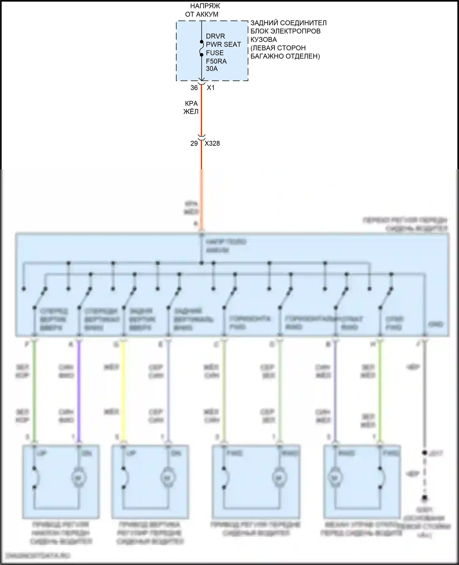 Suburban Chevrolet XIII (2020-2024): Питание водительского сиденья электросхема 