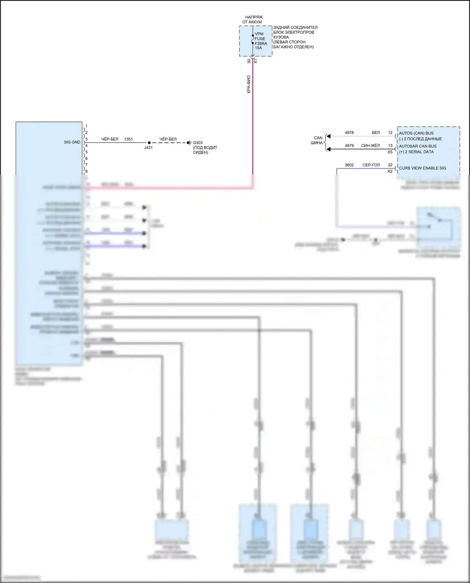 Suburban Chevrolet XIII (2020-2024): Электросхема камеры кругового обзора 