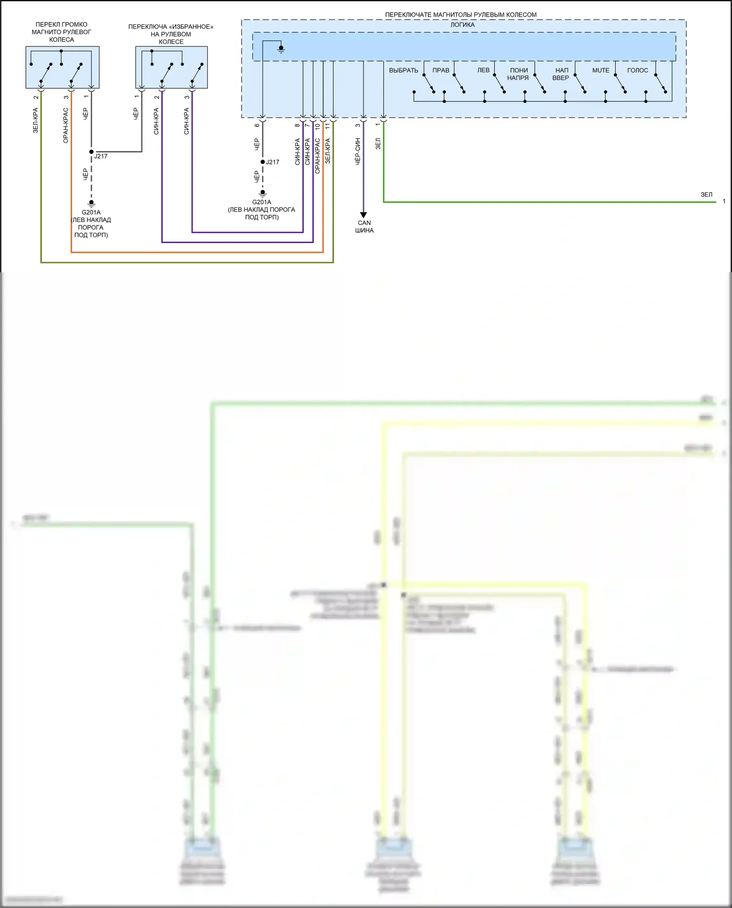 Suburban Chevrolet XIII (2020-2024): Электросхема навигации, низкий уровень (2 из 3) 