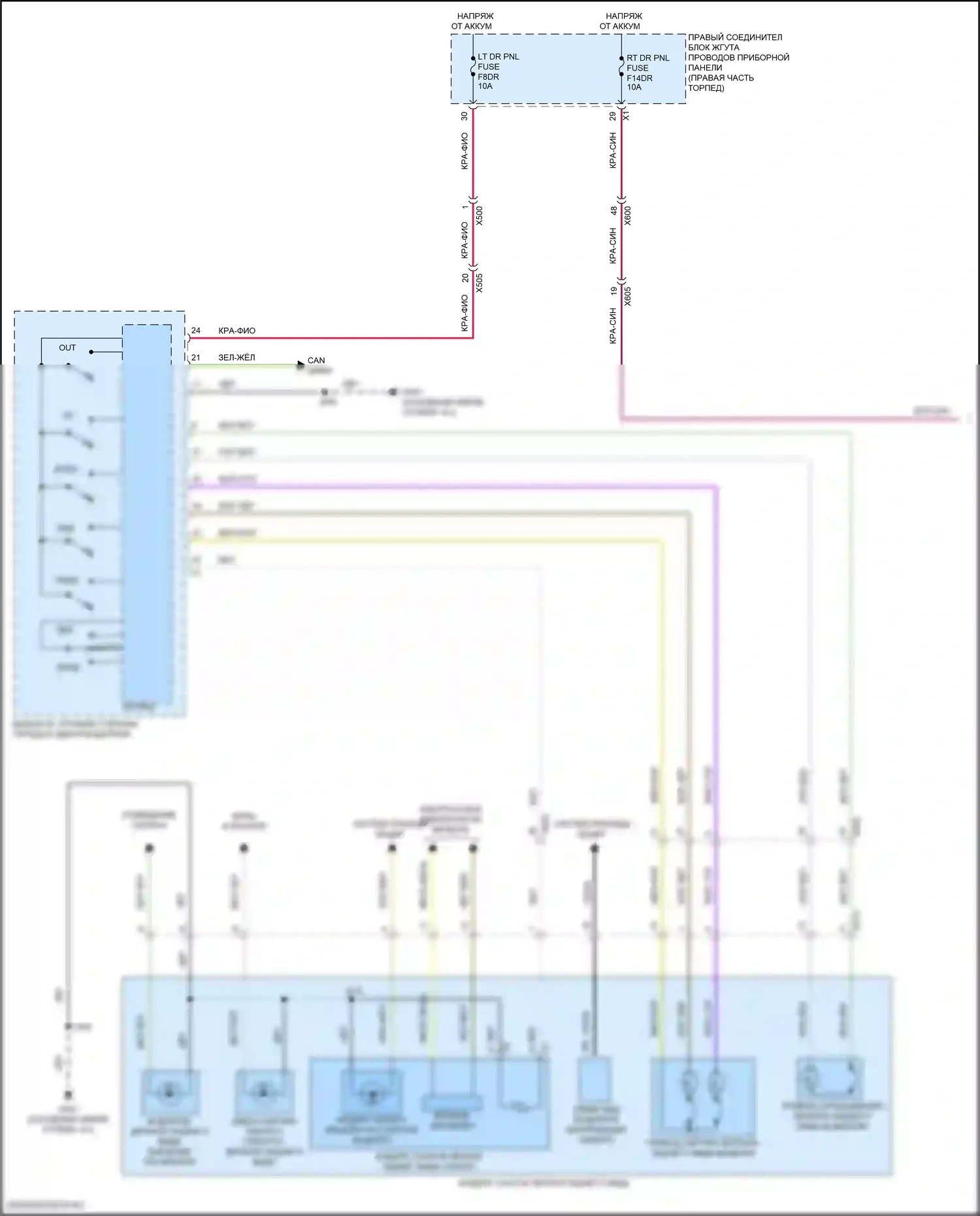Suburban Chevrolet XIII (2020-2024): Управление зеркалами заднего вида электросхема (1 из 2) 