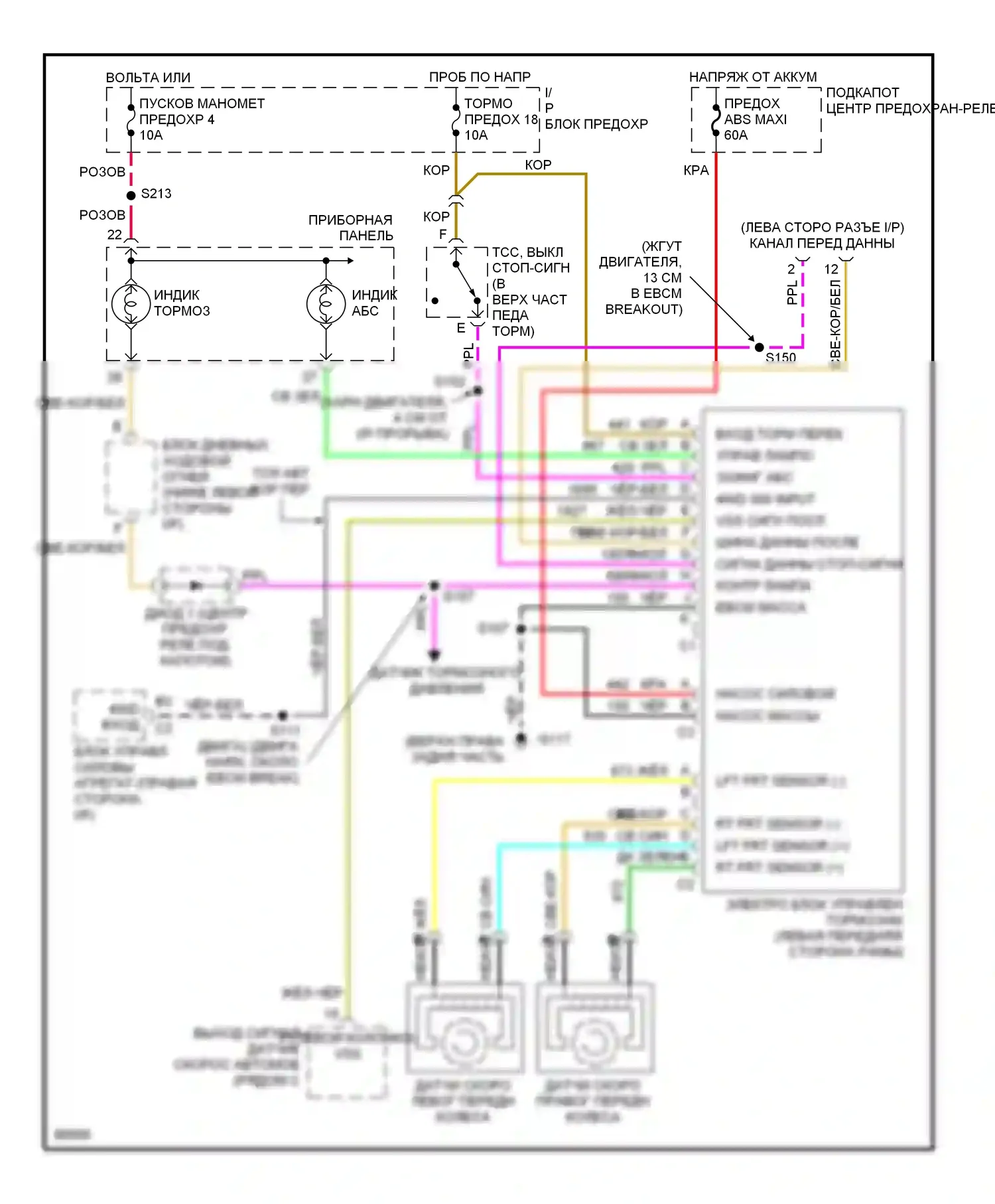 Tahoe Chevrolet I (1995-1999): 6,5л (vin s), электросхемы антиблокировочной системы abs 