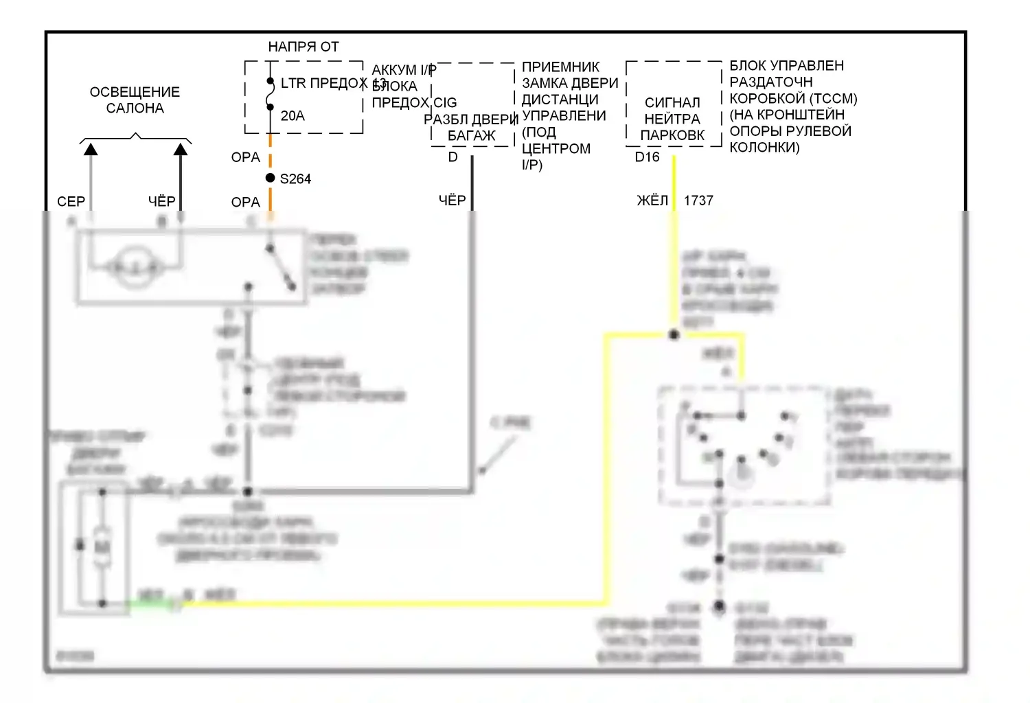 Tahoe Chevrolet I (1995-1999): Электросхема расцепителя заднего стекла 