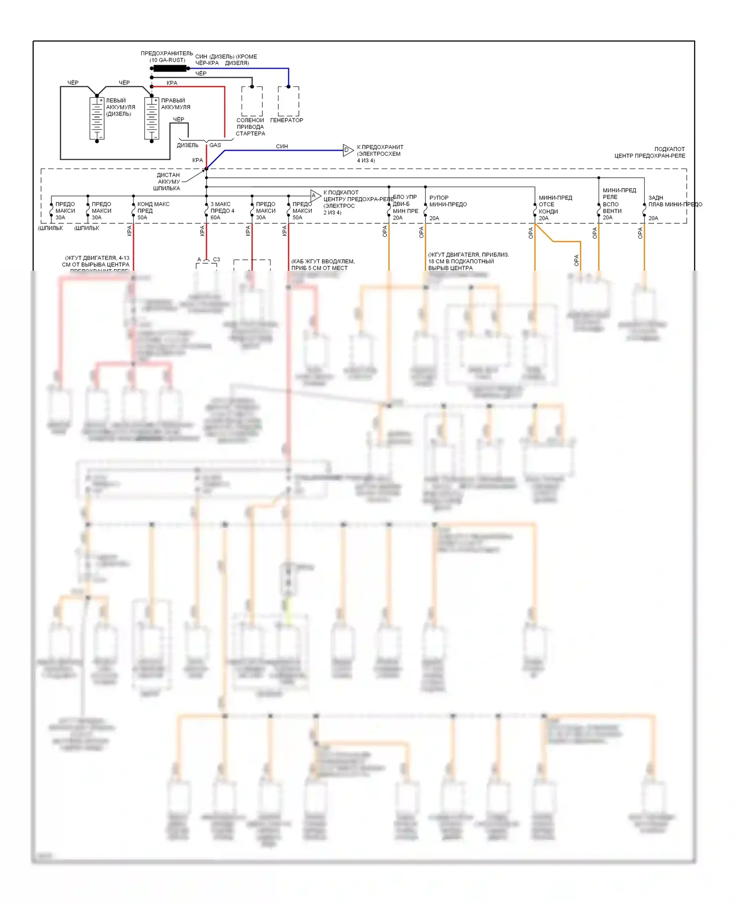 Tahoe Chevrolet I (1995-1999): Электросхема блока предохранителей реле (1 из 4) 