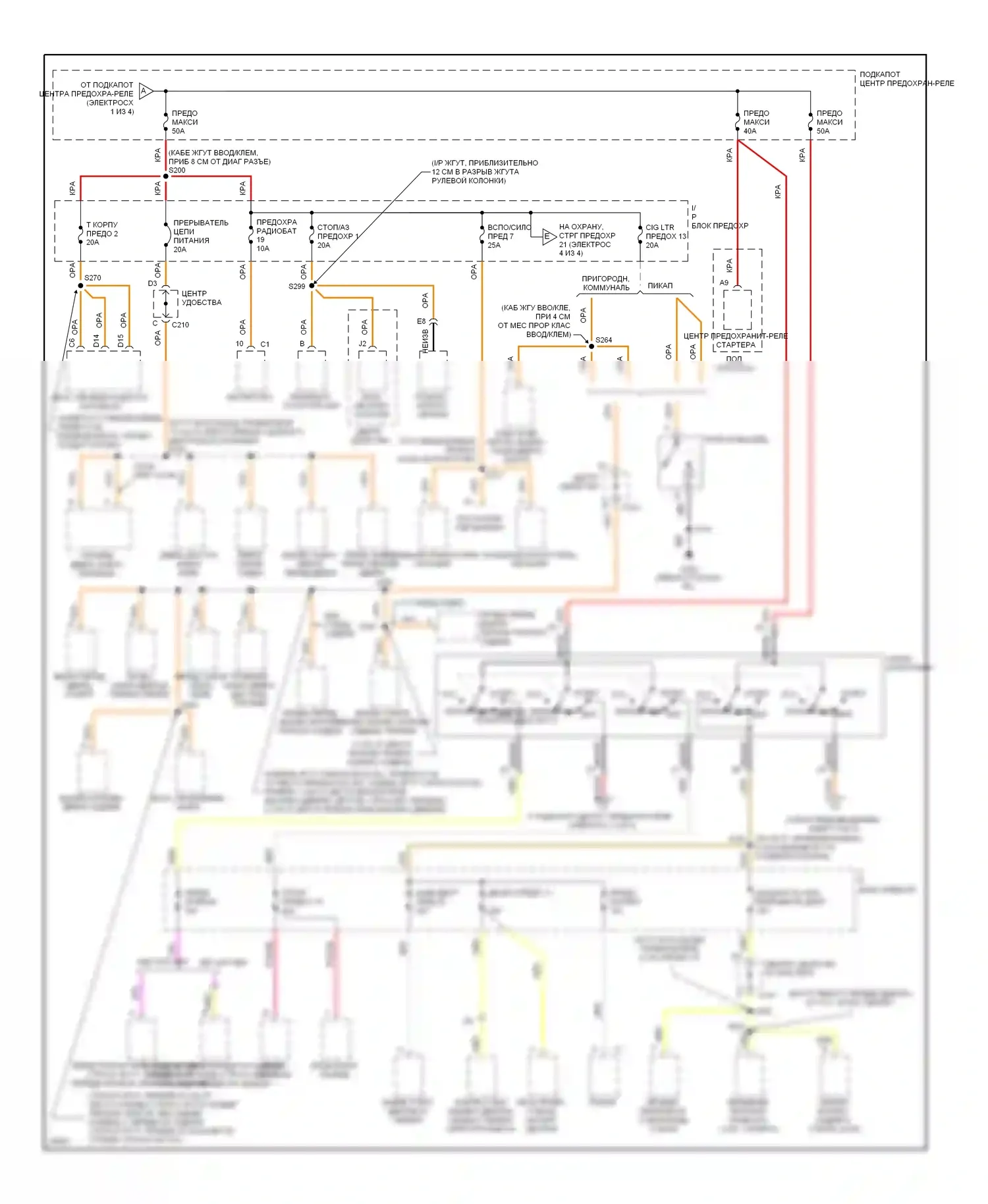 Tahoe Chevrolet I (1995-1999): Электросхема блока предохранителей реле (2 из 4) 