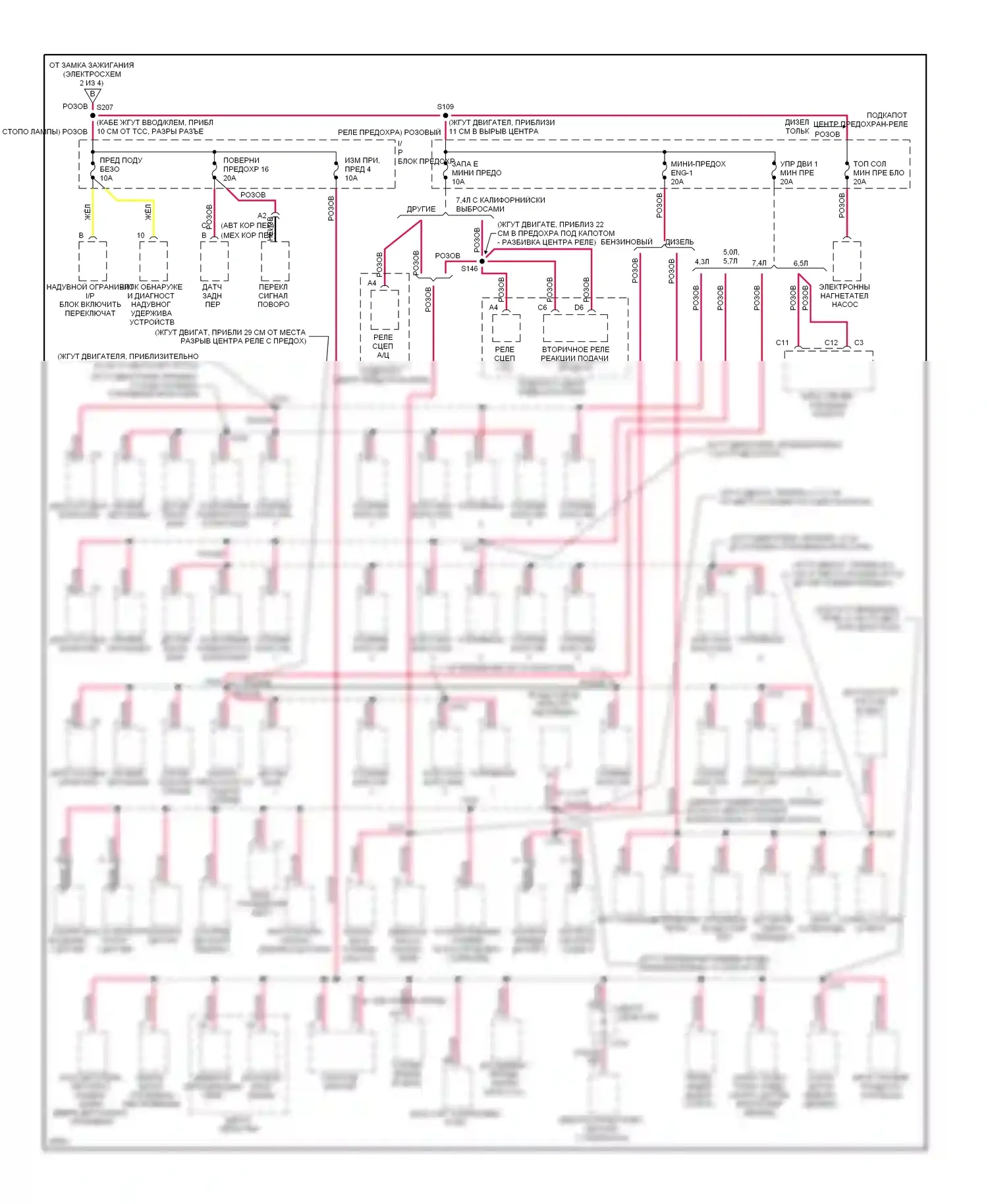 Tahoe Chevrolet I (1995-1999): Электросхема блока предохранителей реле (3 из 4) 