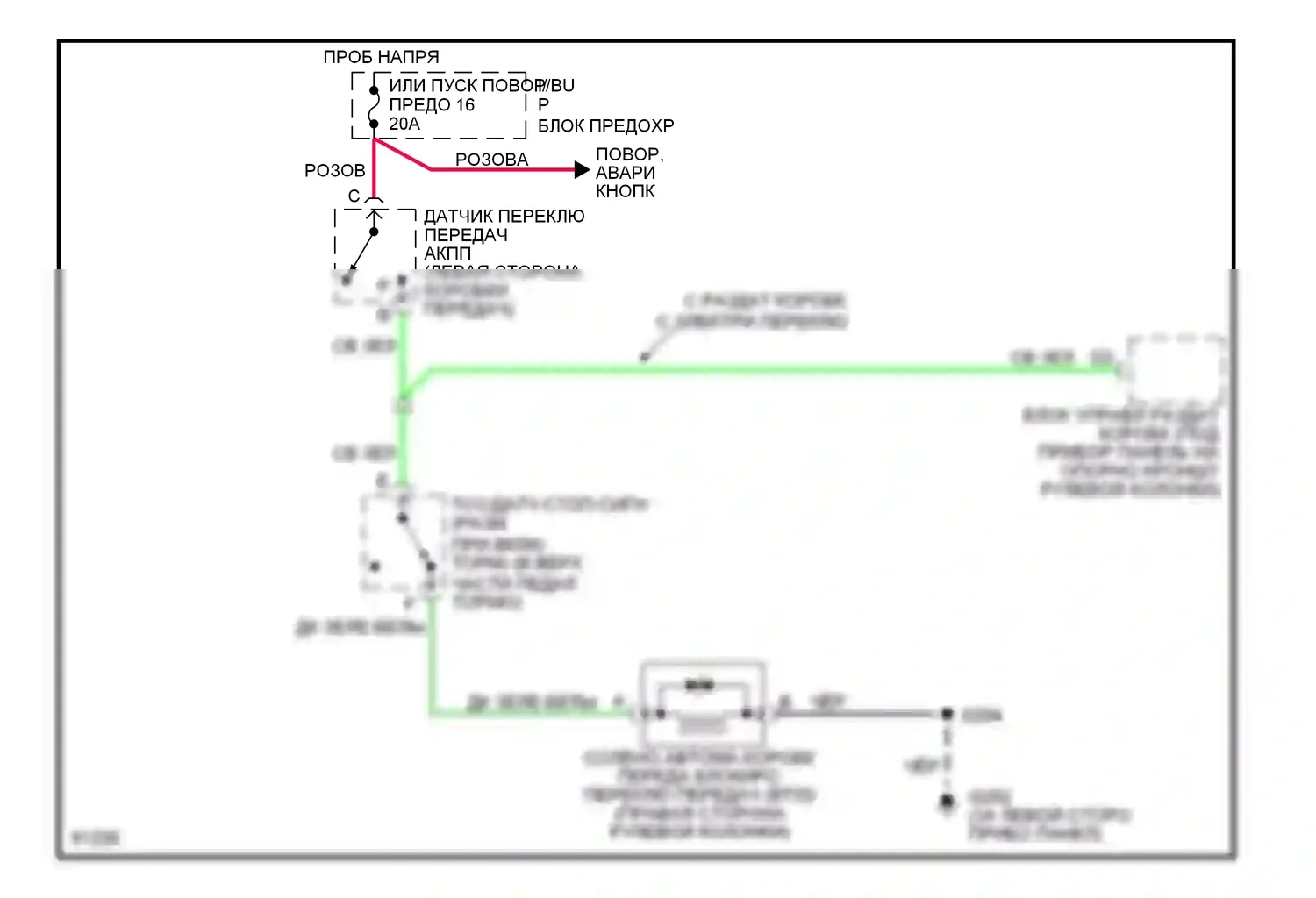 Tahoe Chevrolet I (1995-1999): Электросхема блокировки селектора 