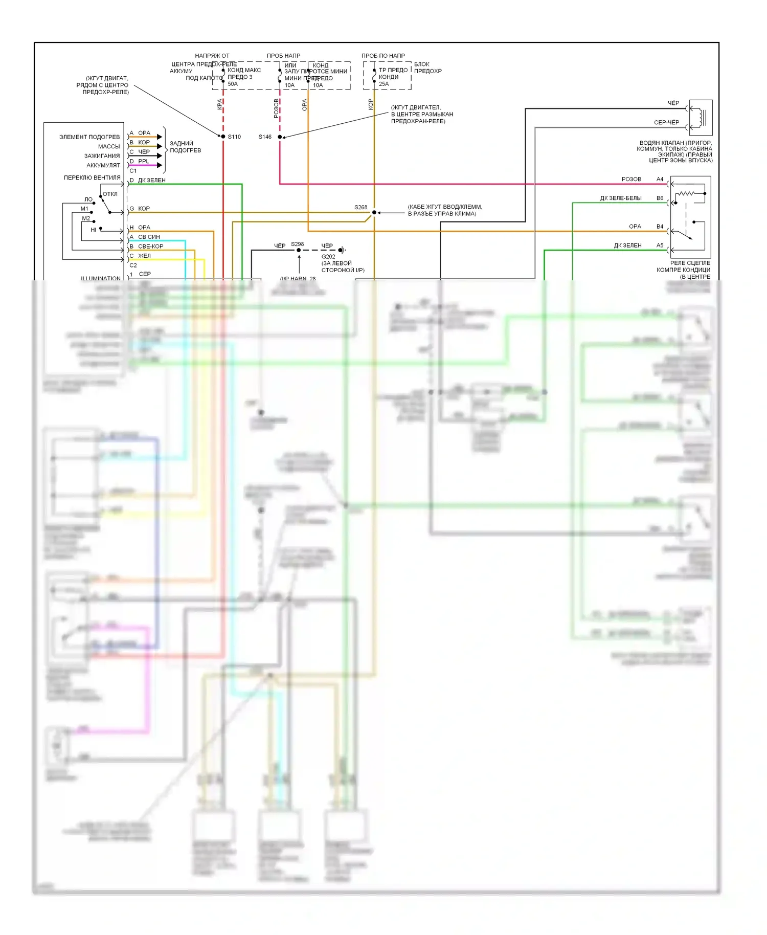 Tahoe Chevrolet I (1995-1999): 6,5л (vin f), электросхема кондиционера 