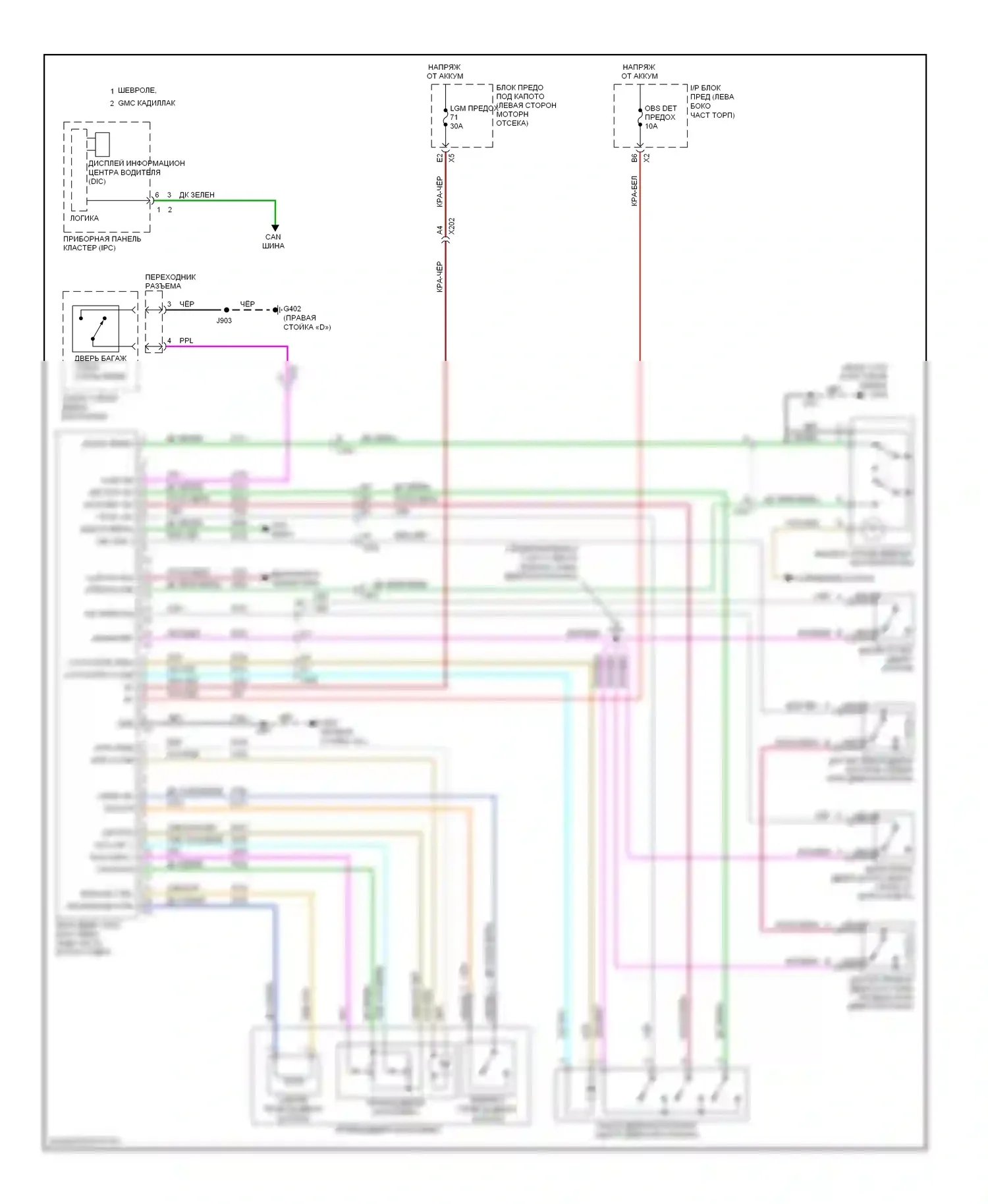 Tahoe Chevrolet III (2006-2014): Электросхема двери силового багажника 