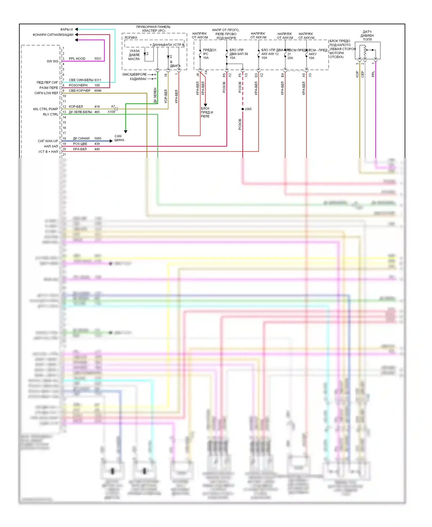 Tahoe Chevrolet III (2006-2014): Электросхема двигателя 6.0l vin j, электросхема органов управления двигателем (1 из 6) 