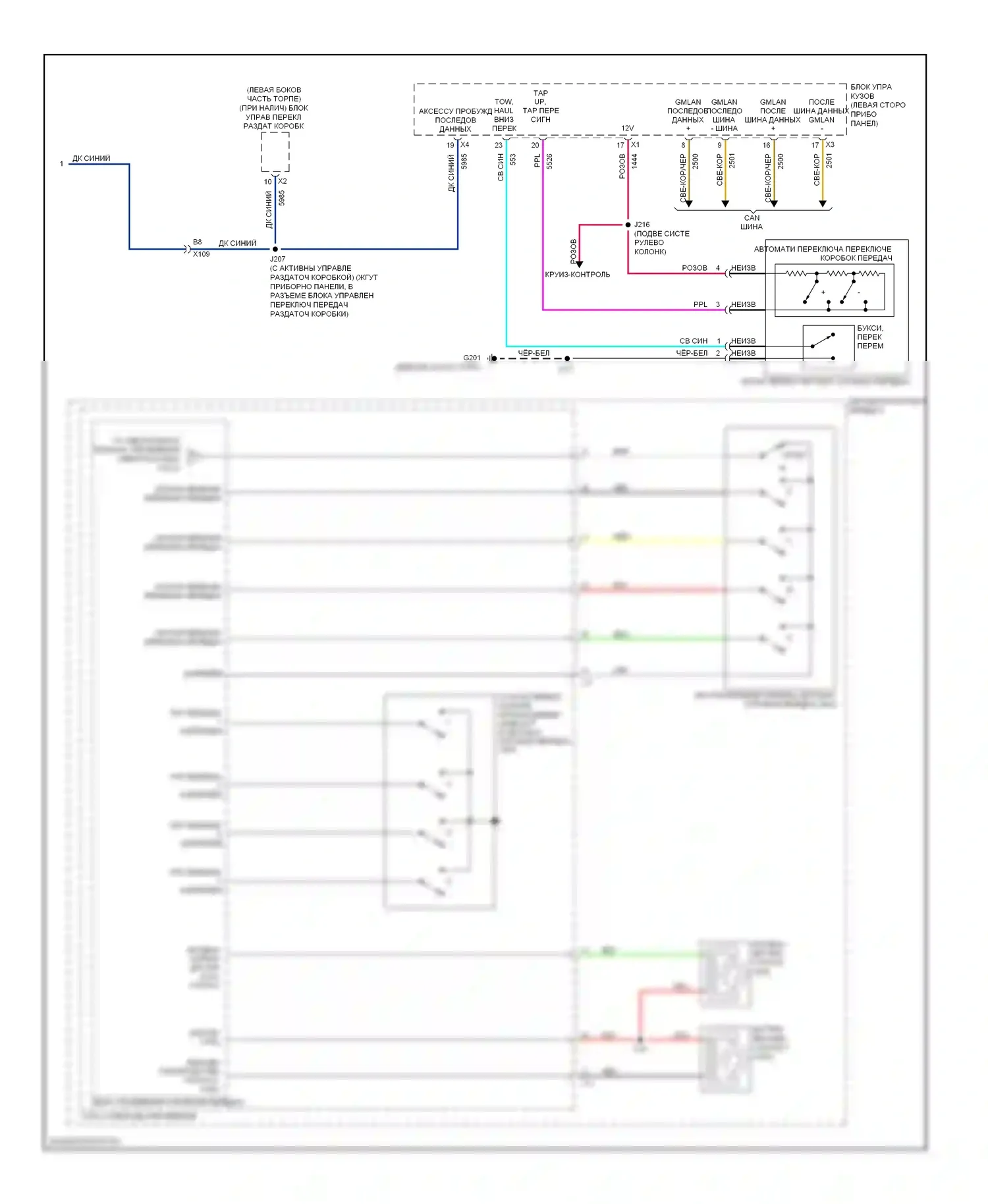 Tahoe Chevrolet III (2006-2014): 5,3л vin 0, электросхема автоматической коробки передач (2 из 2) 