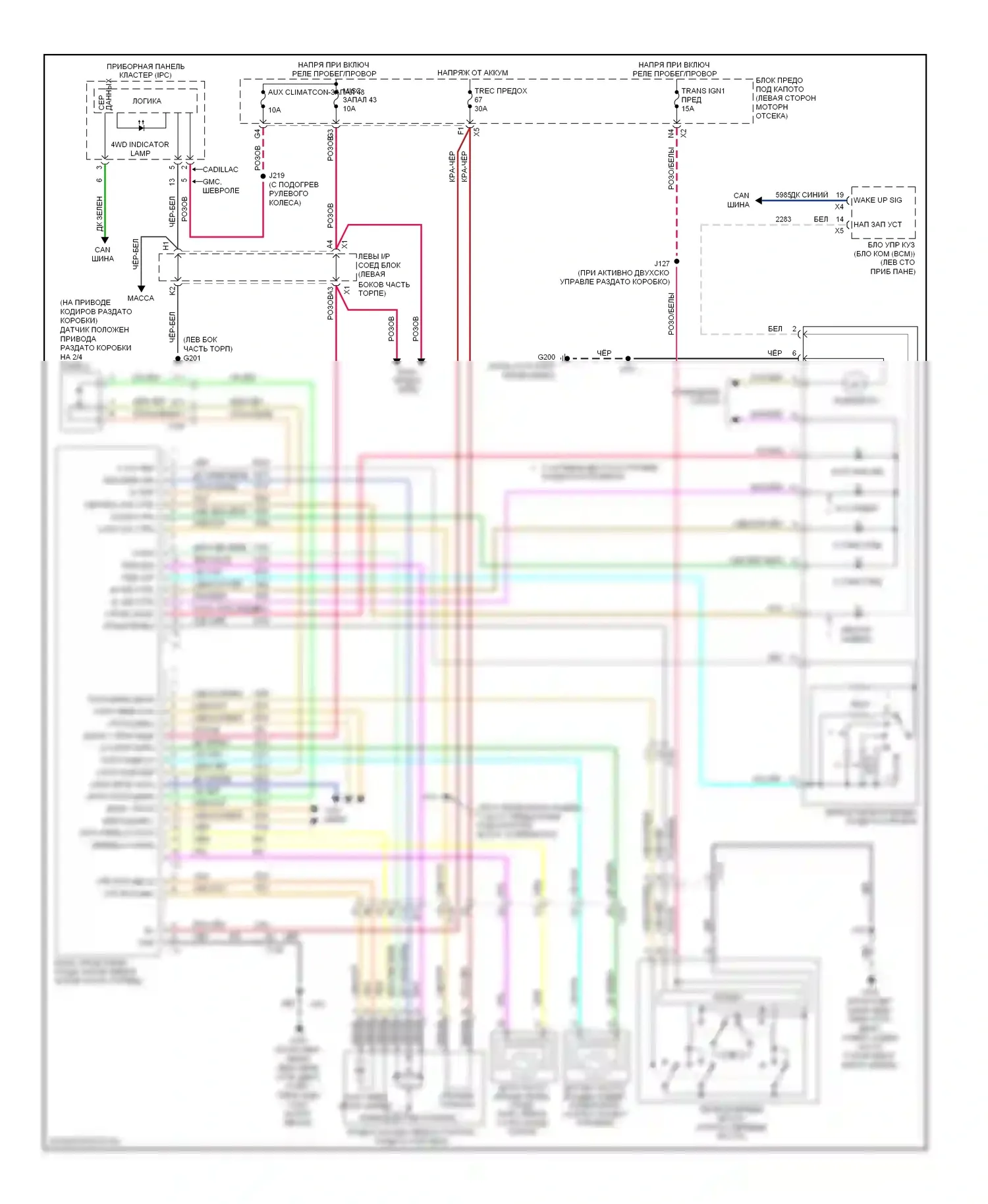 Tahoe Chevrolet III (2006-2014): 5,3л vin 0, электросхема раздаточной коробки 