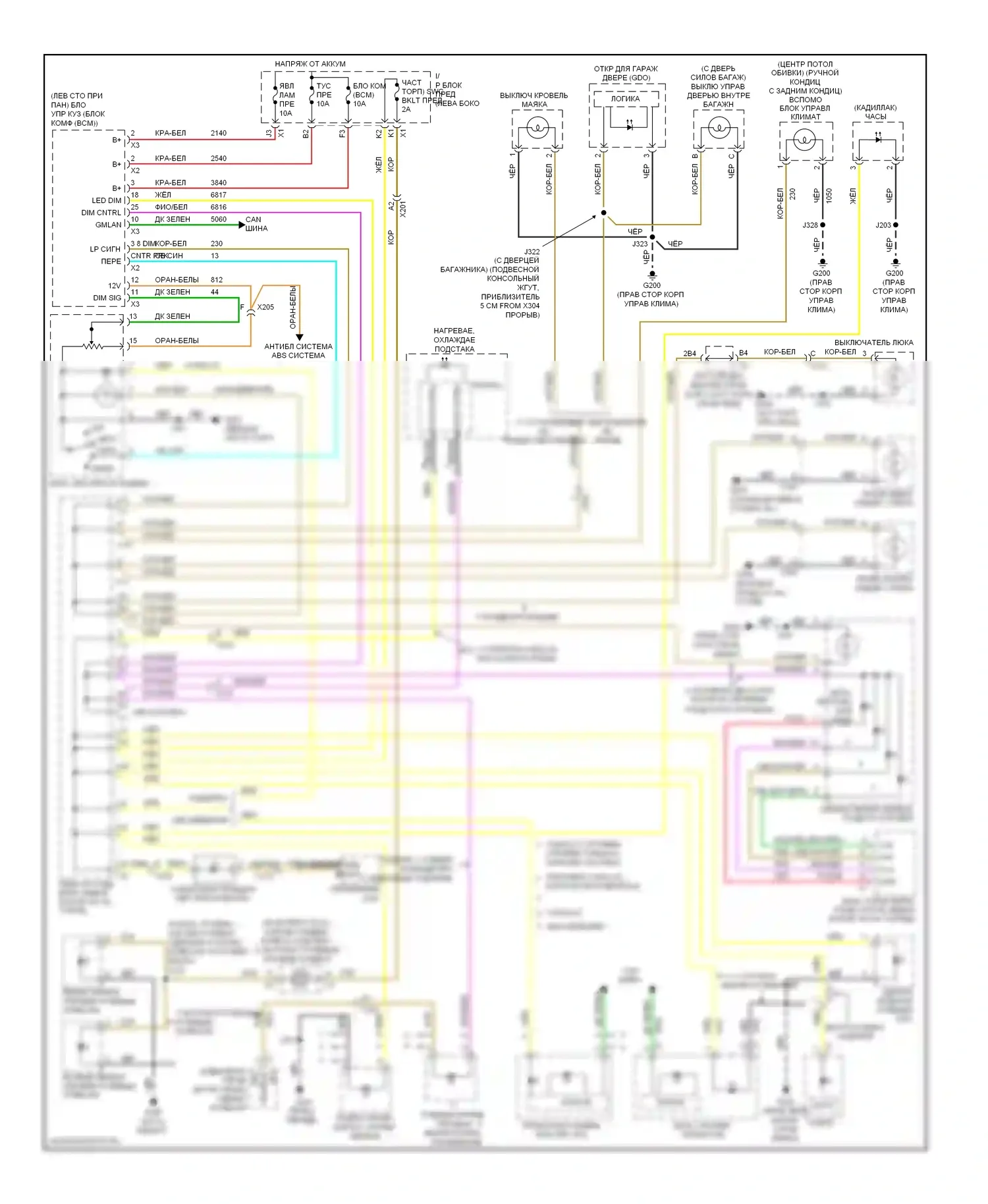 Tahoe Chevrolet III (2006-2014): Электросхема подсветки приборной панели 