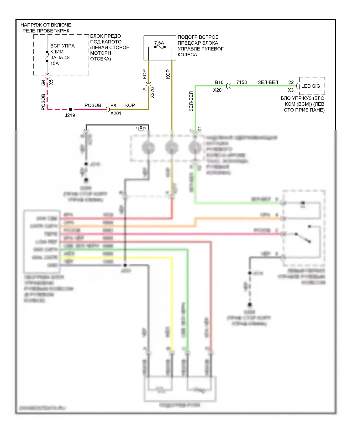 Tahoe Chevrolet III (2006-2014): Электросхема рулевого колеса с подогревом 