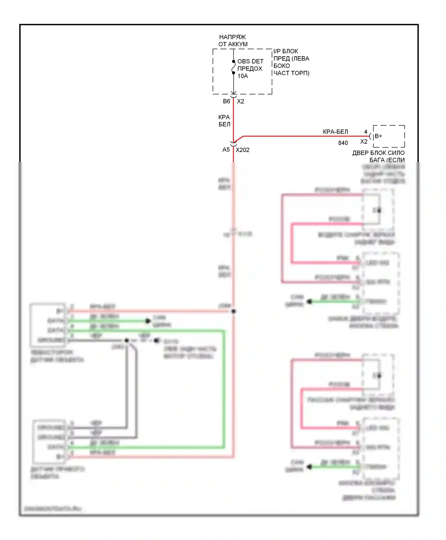 Tahoe Chevrolet III (2006-2014): Электросхема мониторинга в слепой зоне 