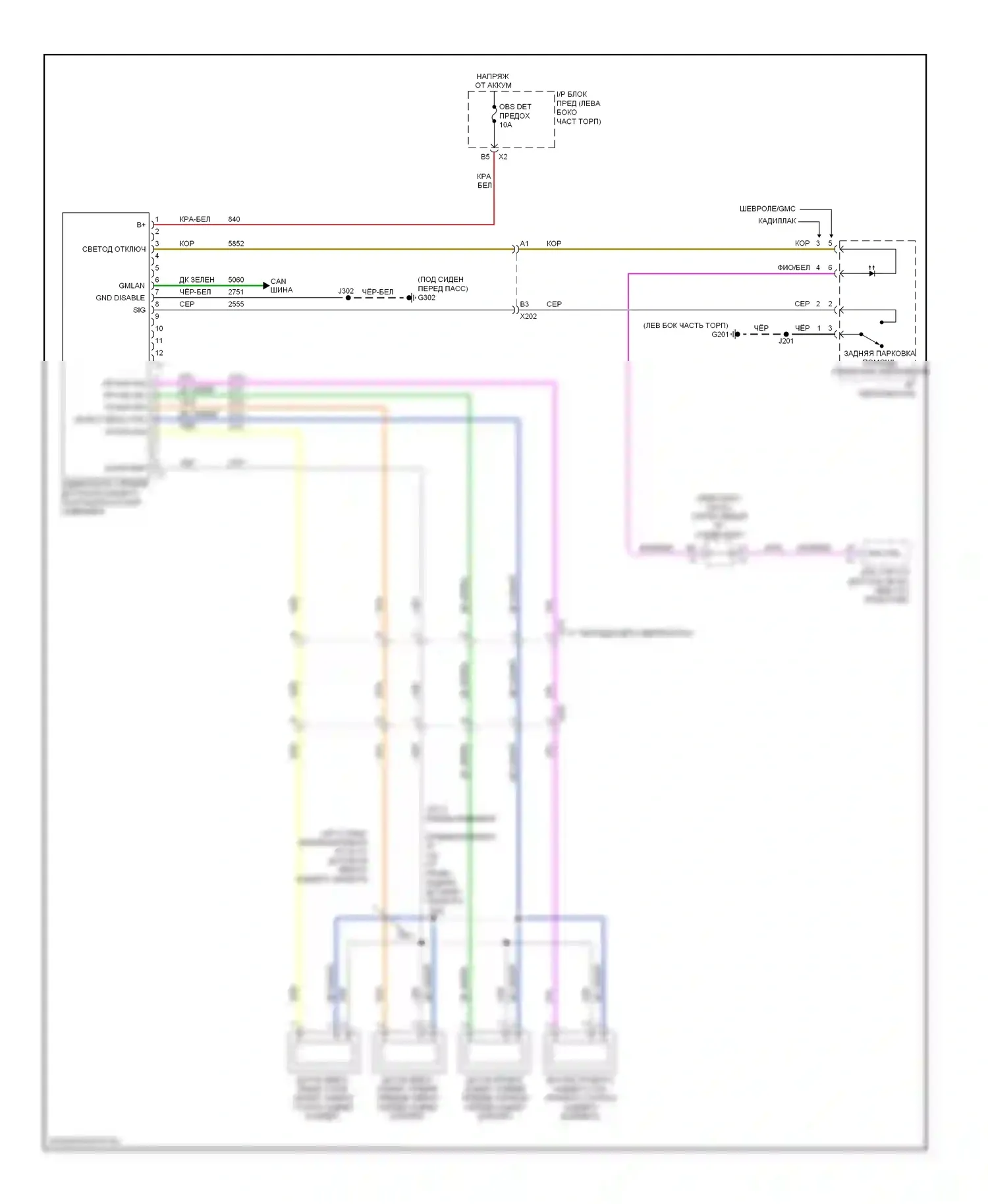 Tahoe Chevrolet III (2006-2014): Электросхема парктроника 