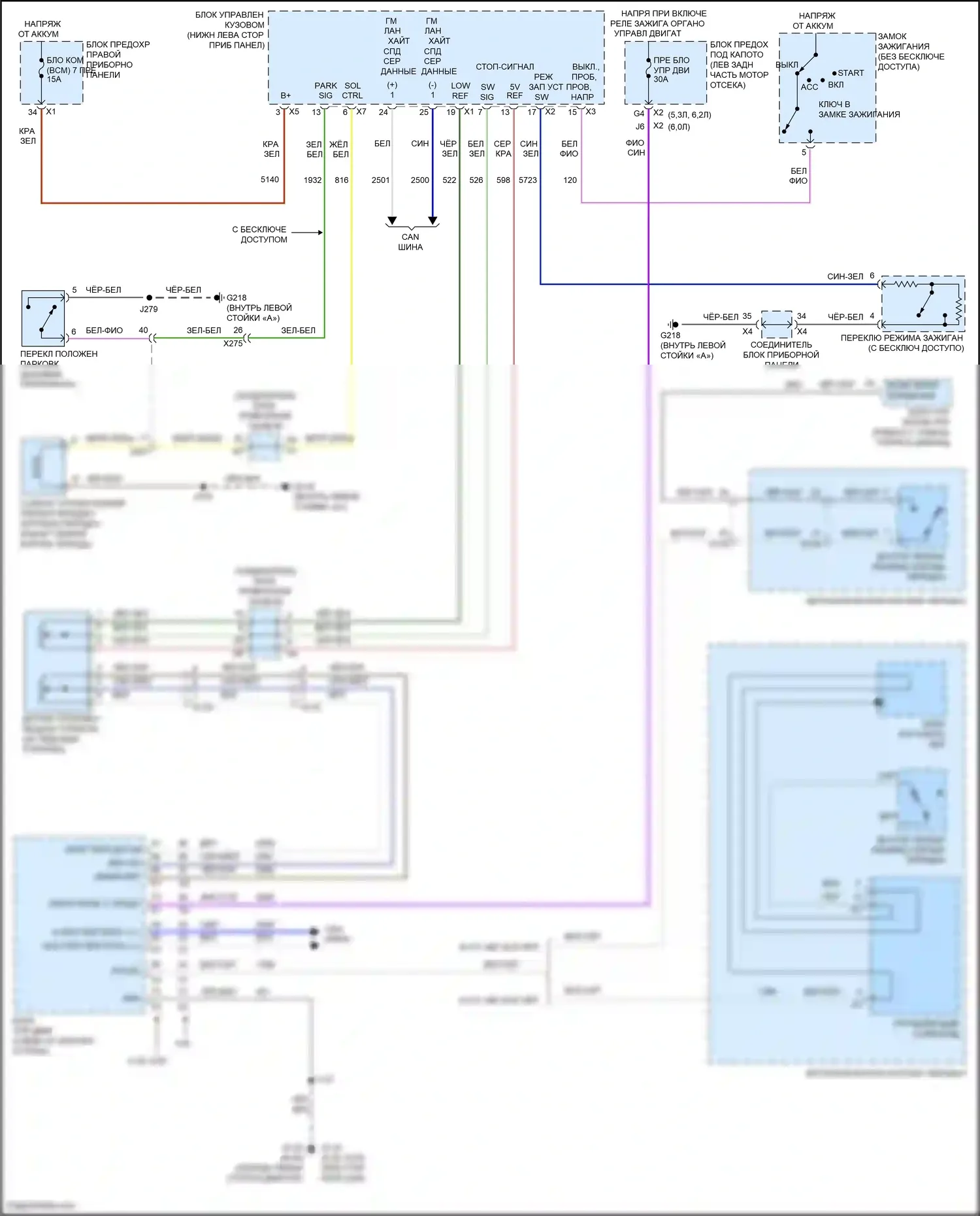 Tahoe Chevrolet IV (2014-2021): Электросхема блокировки селектора 