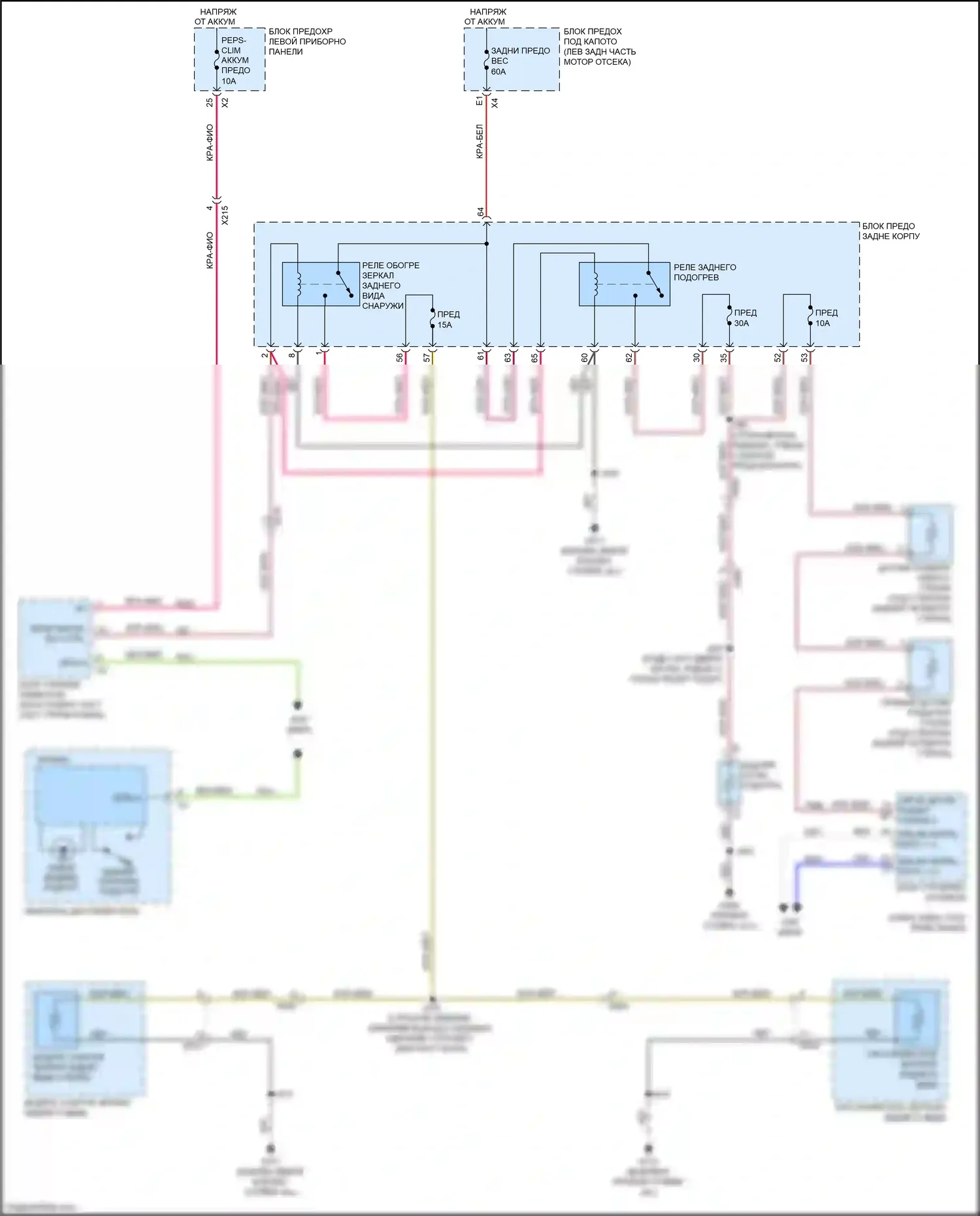 Tahoe Chevrolet IV (2014-2021): Электросхема подогрева стекол 