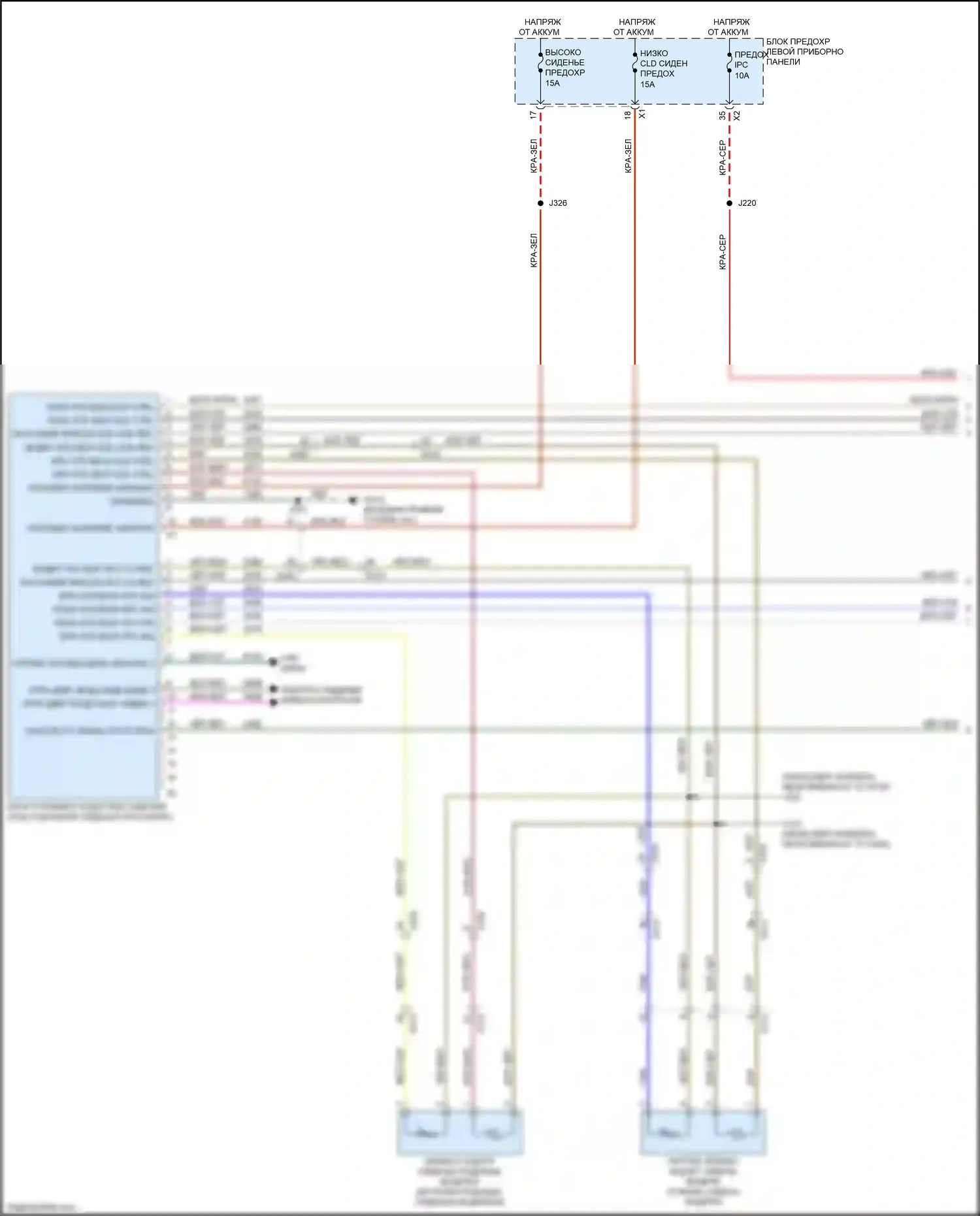 Tahoe Chevrolet IV (2014-2021): Электросхема передних обогреваемых сидений, с вентиляцией (1 из 2) 