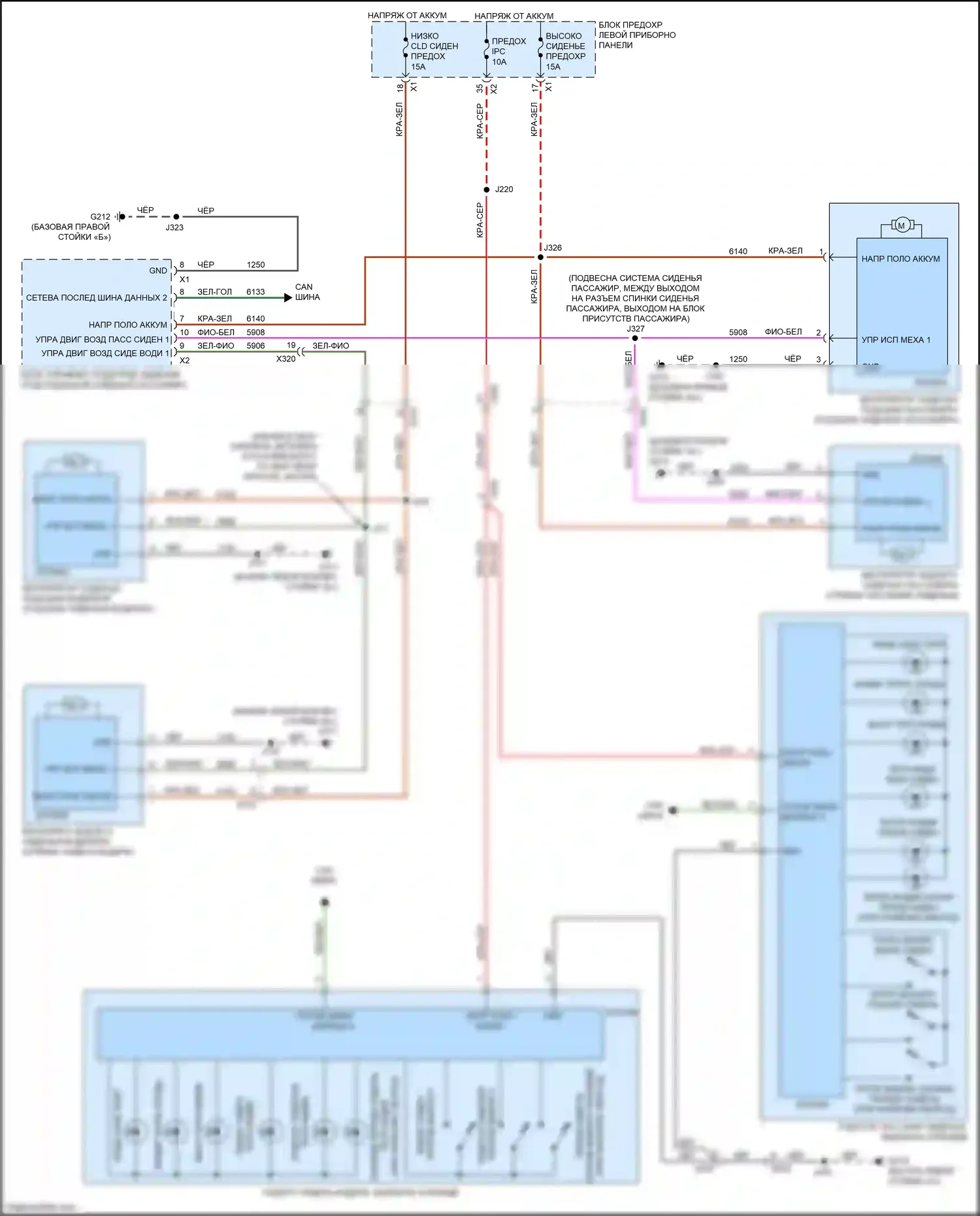 Tahoe Chevrolet IV (2014-2021): Электросхема сидений климат-контроля 