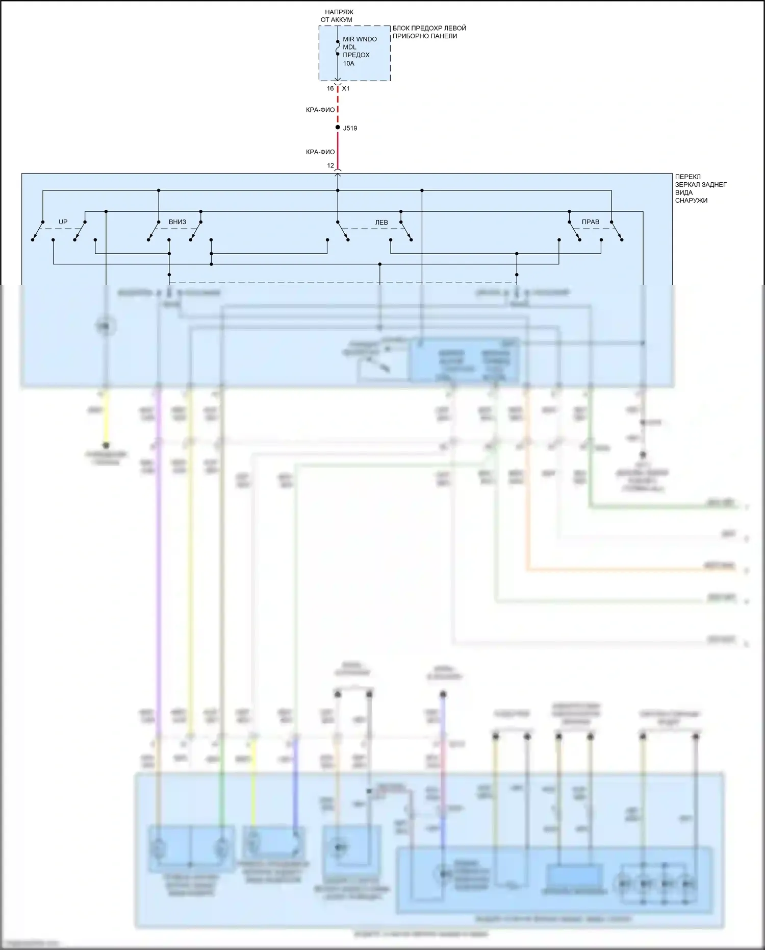 Tahoe Chevrolet IV (2014-2021): Управление зеркалами заднего вида электросхема (1 из 2) 