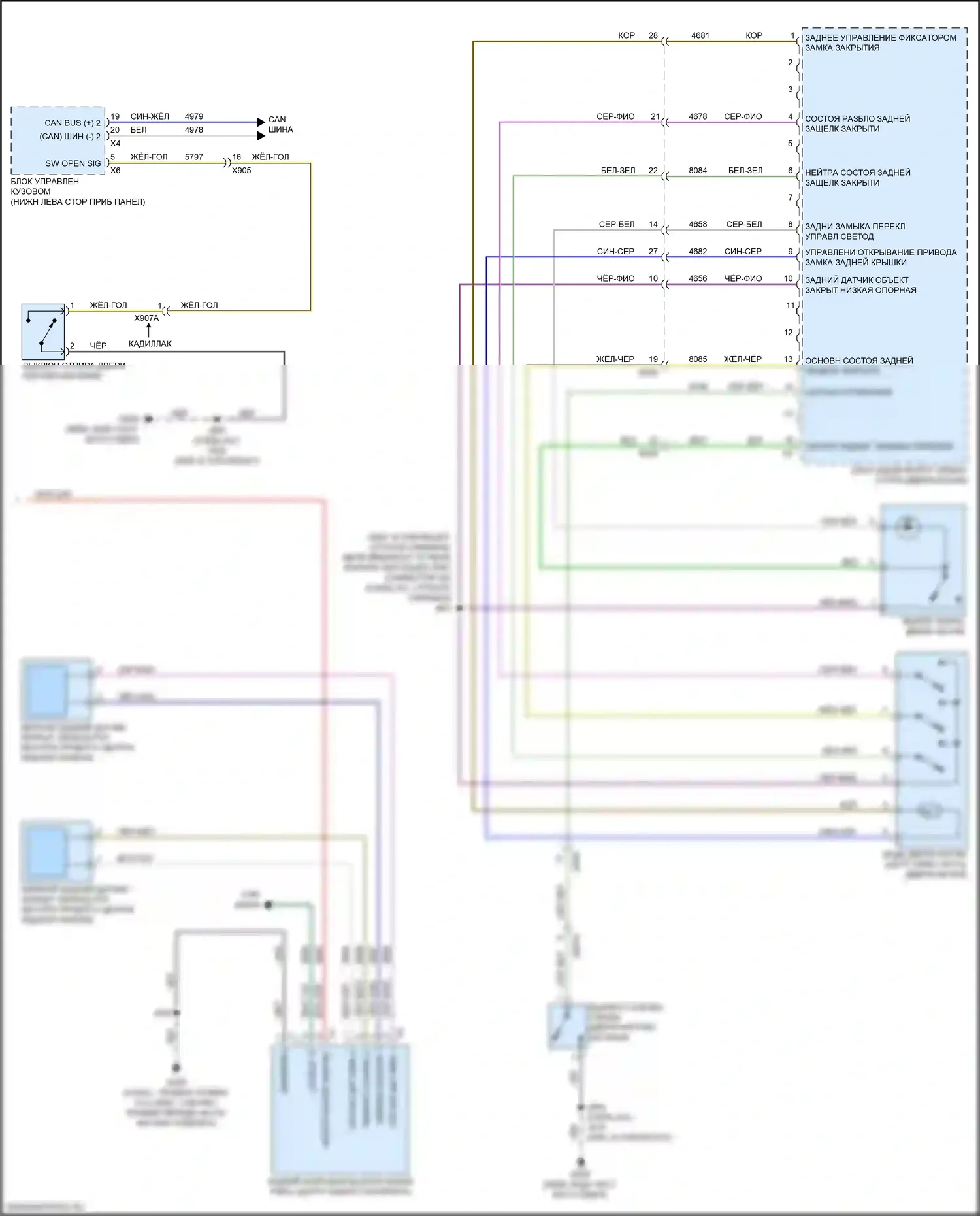 Tahoe Chevrolet V (2021-2024): Электросхема дверей силового багажника (2 из 2) 