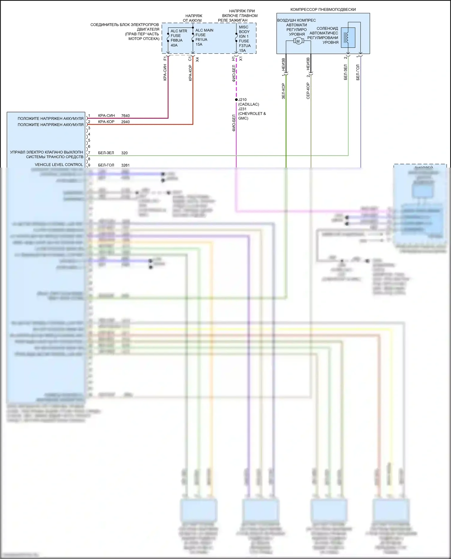 Tahoe Chevrolet V (2021-2024): Электросхема электронной подвески, без пакета шасси magneride 
