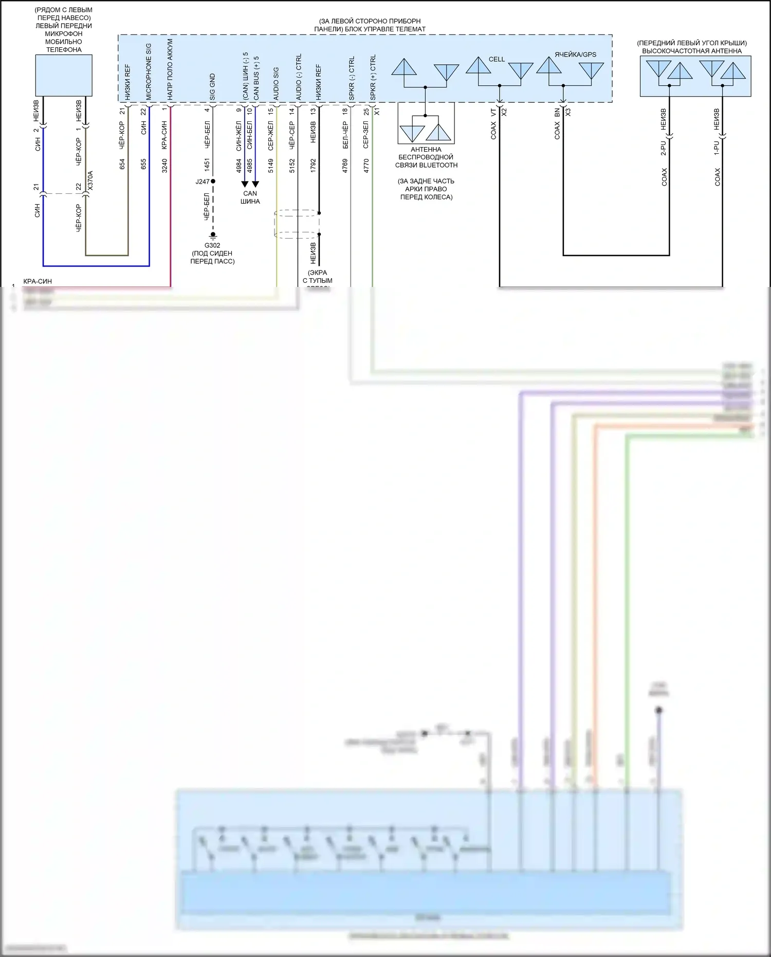 Tahoe Chevrolet V (2021-2024): Электросхема магнитолы, аудио премиум-класса среднего/высокого уровня без объемного усилителя (2 из 4) 