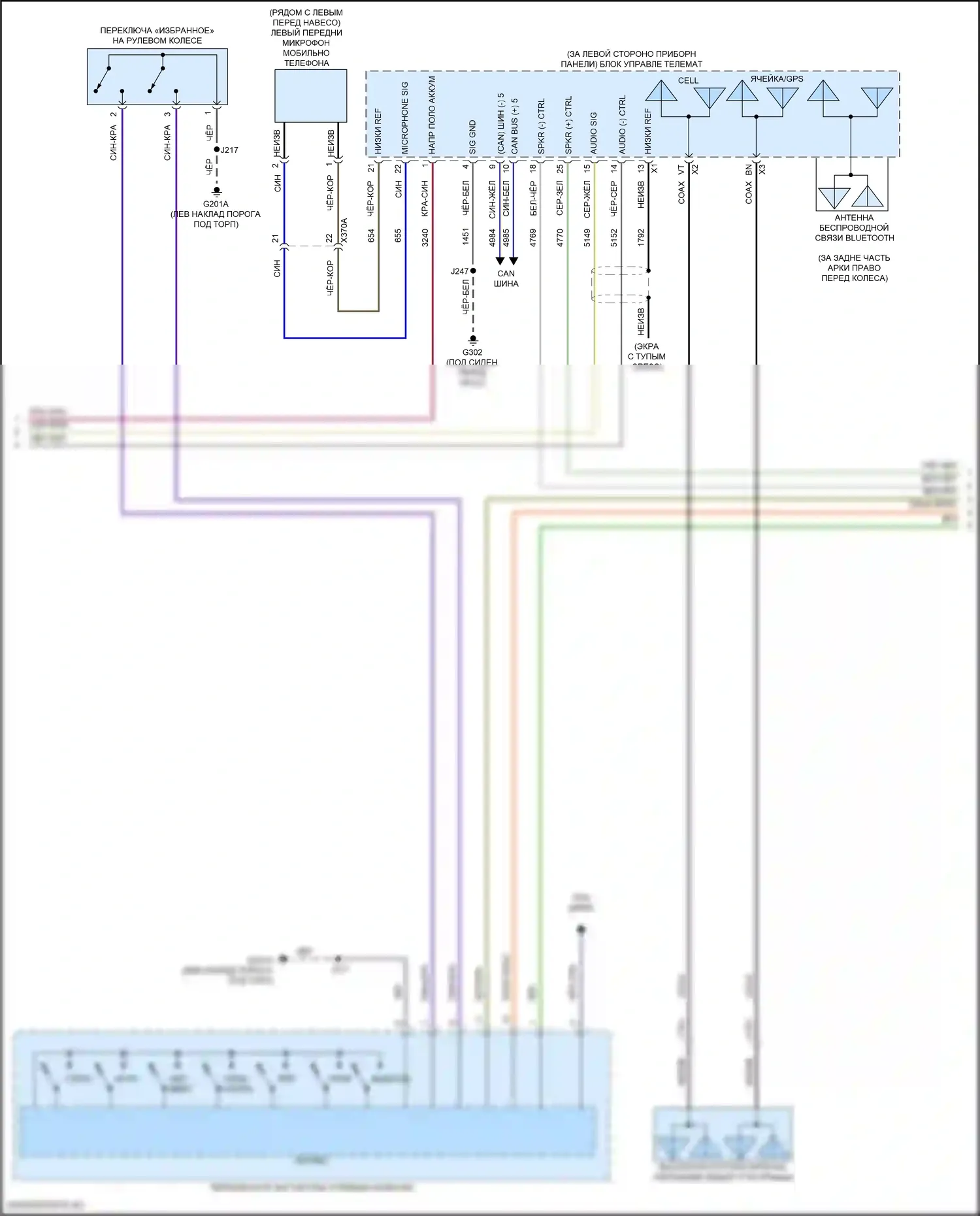 Tahoe Chevrolet V (2021-2024): Электросхема магнитолы, аудио премиум-класса среднего/высокого уровня с усилителем объемного звучания (2 из 4) 