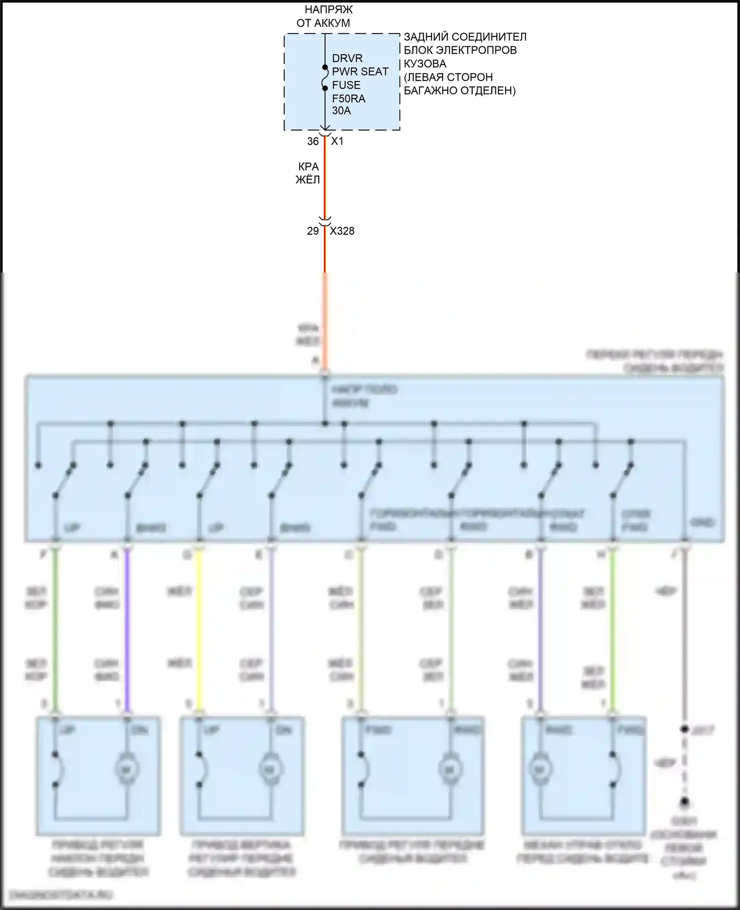 Tahoe Chevrolet V (2021-2024): Питание водительского сиденья электросхема 