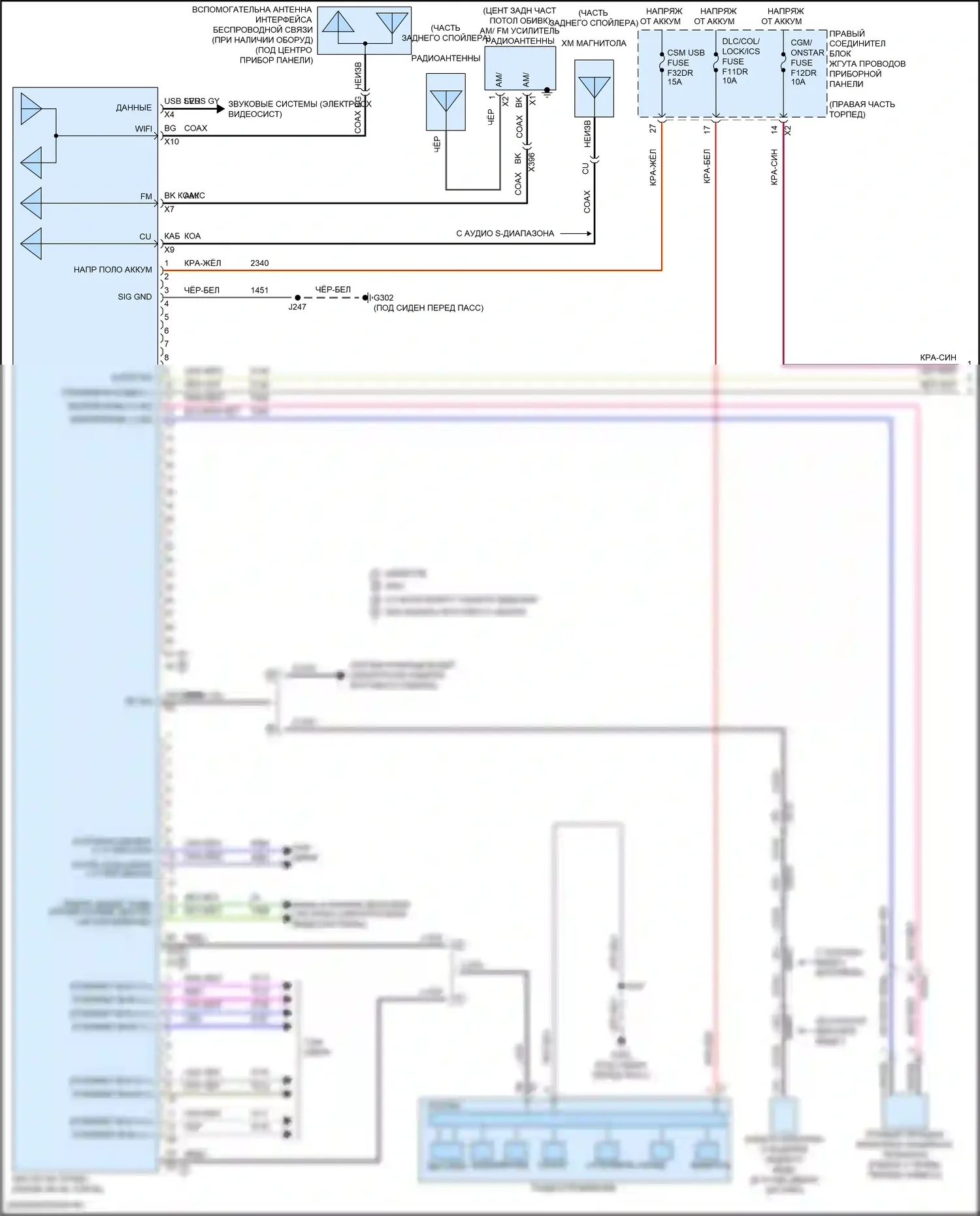Tahoe Chevrolet V (2021-2024): Электросхема навигации, аудио премиум-класса среднего/высокого уровня без объемного усилителя (1 из 4) 