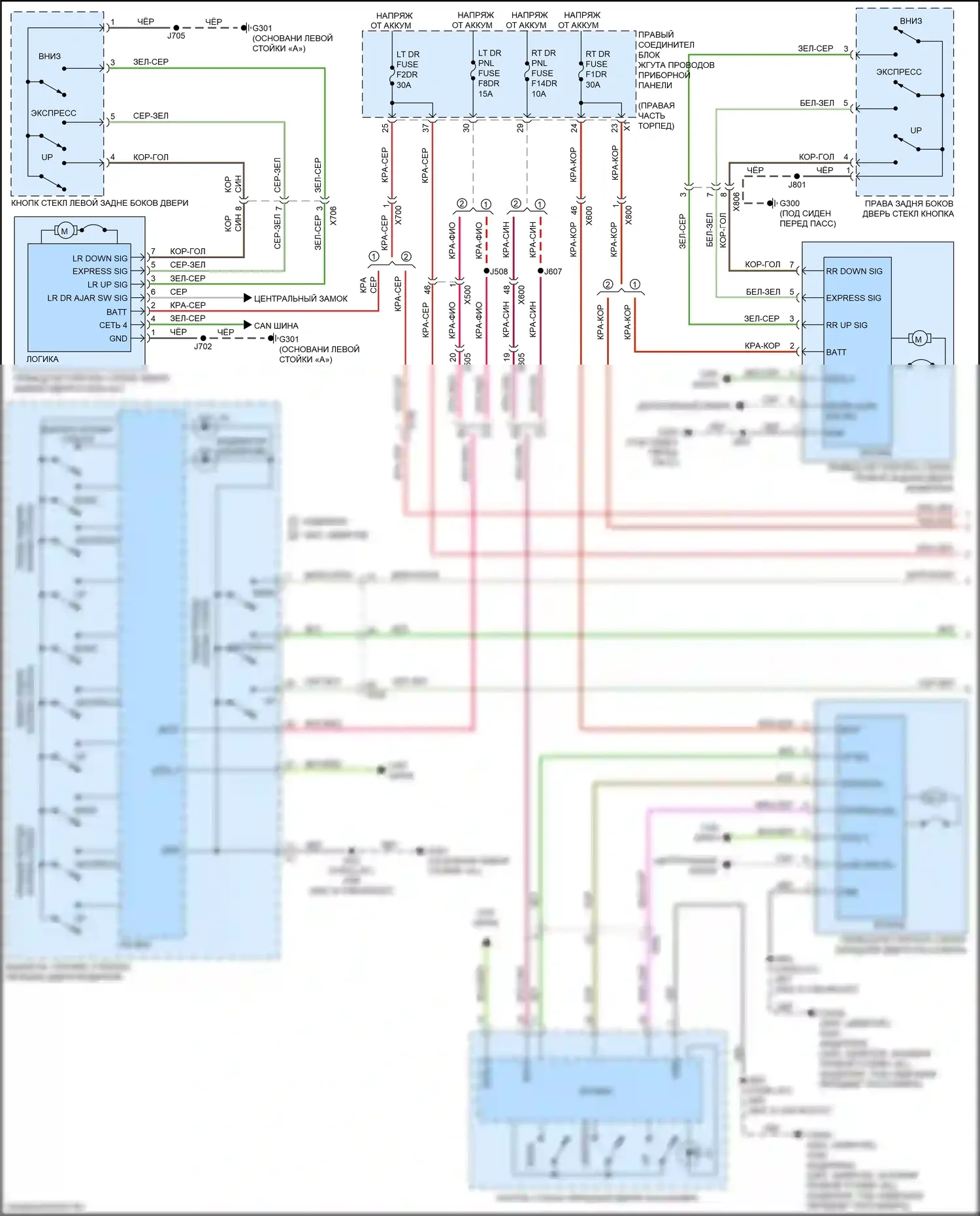 Tahoe Chevrolet V (2021-2024): Электросхема стеклоподъемников (1 из 2) 