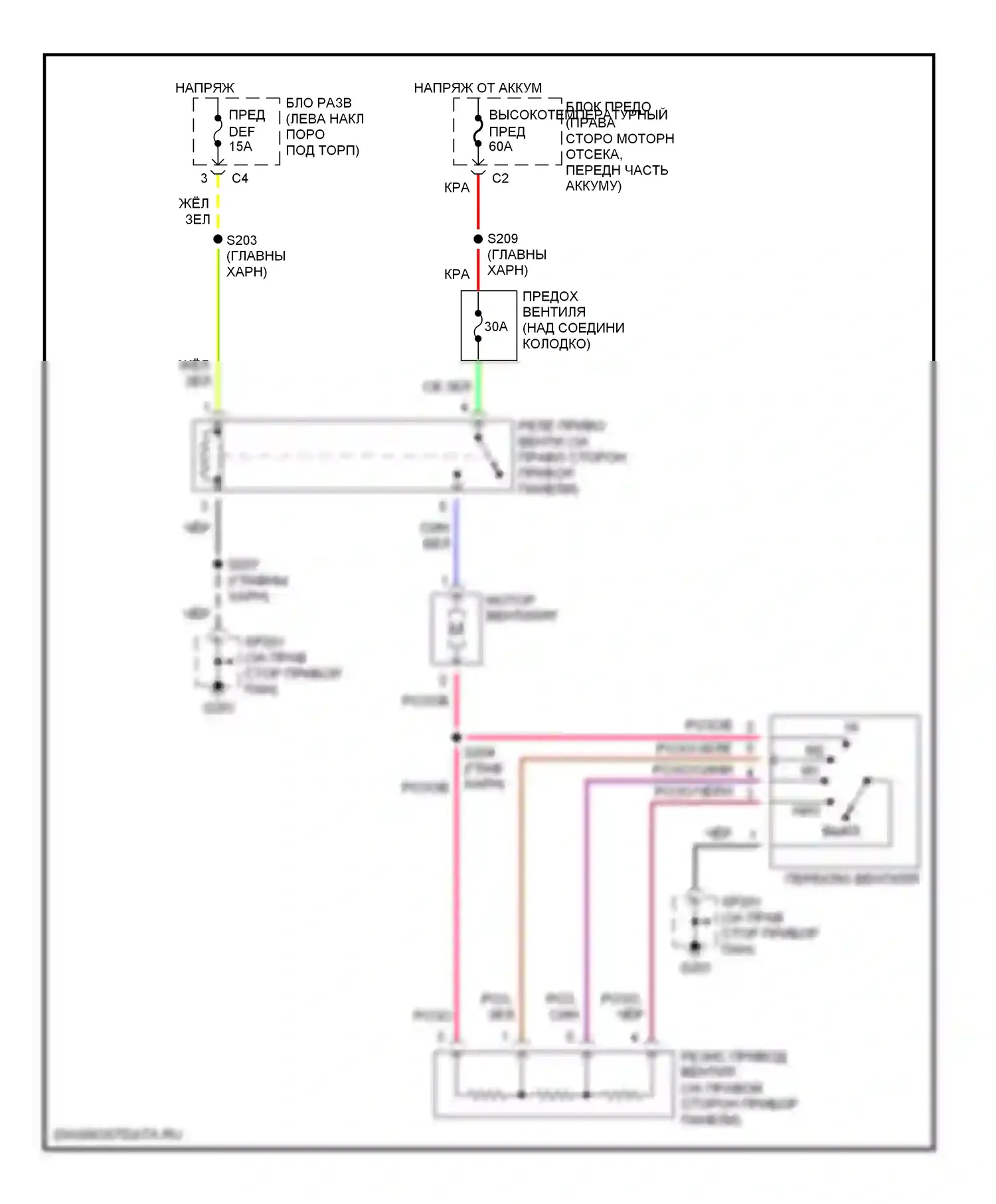 Tracker Chevrolet II (1998-2004): Электросхема нагревателя 
