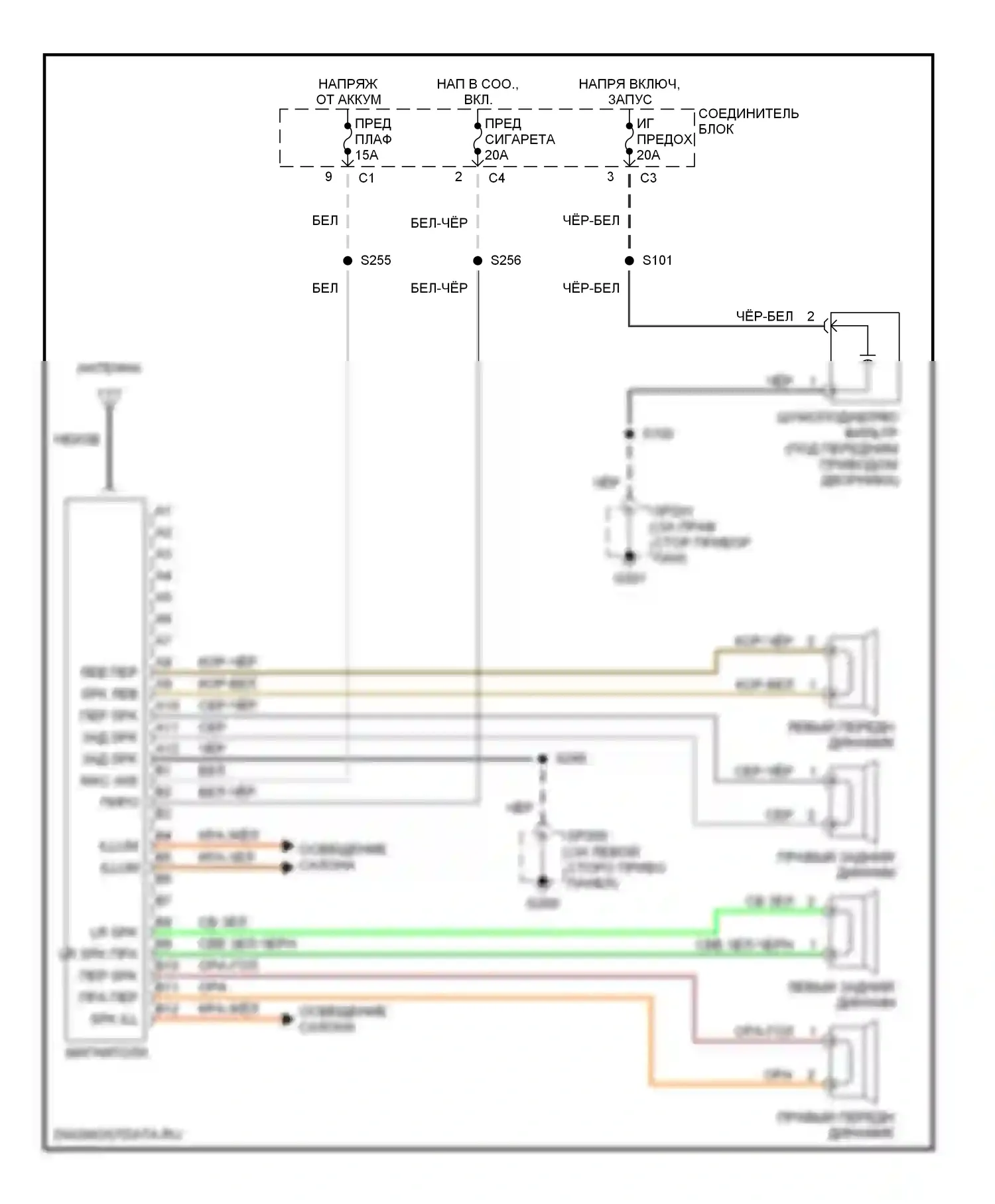 Tracker Chevrolet II (1998-2004): Магнитола электросхем 